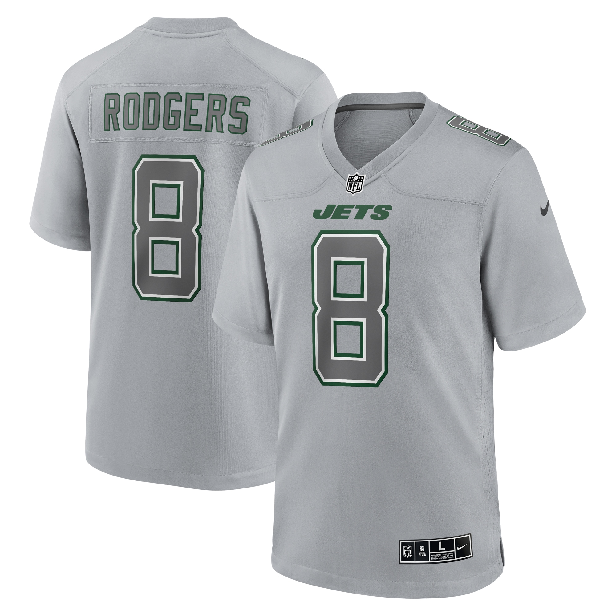 Men's New York Jets Aaron Rodgers Heather Gray Atmosphere Fashion Game Jersey JS3624 nicesnker
