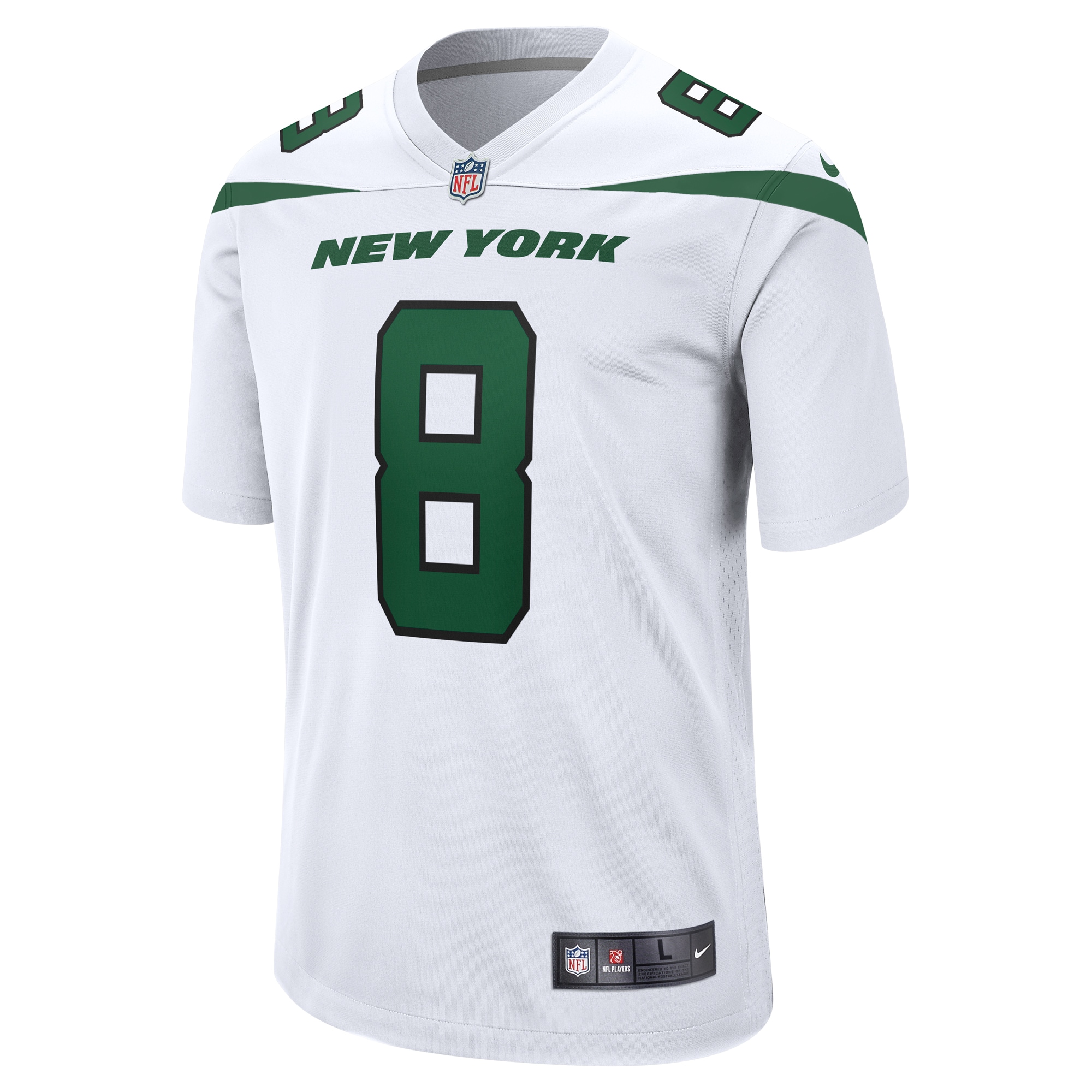Alternative view of Men's New York Jets Aaron Rodgers White Game Jersey JS4432 nicesnker