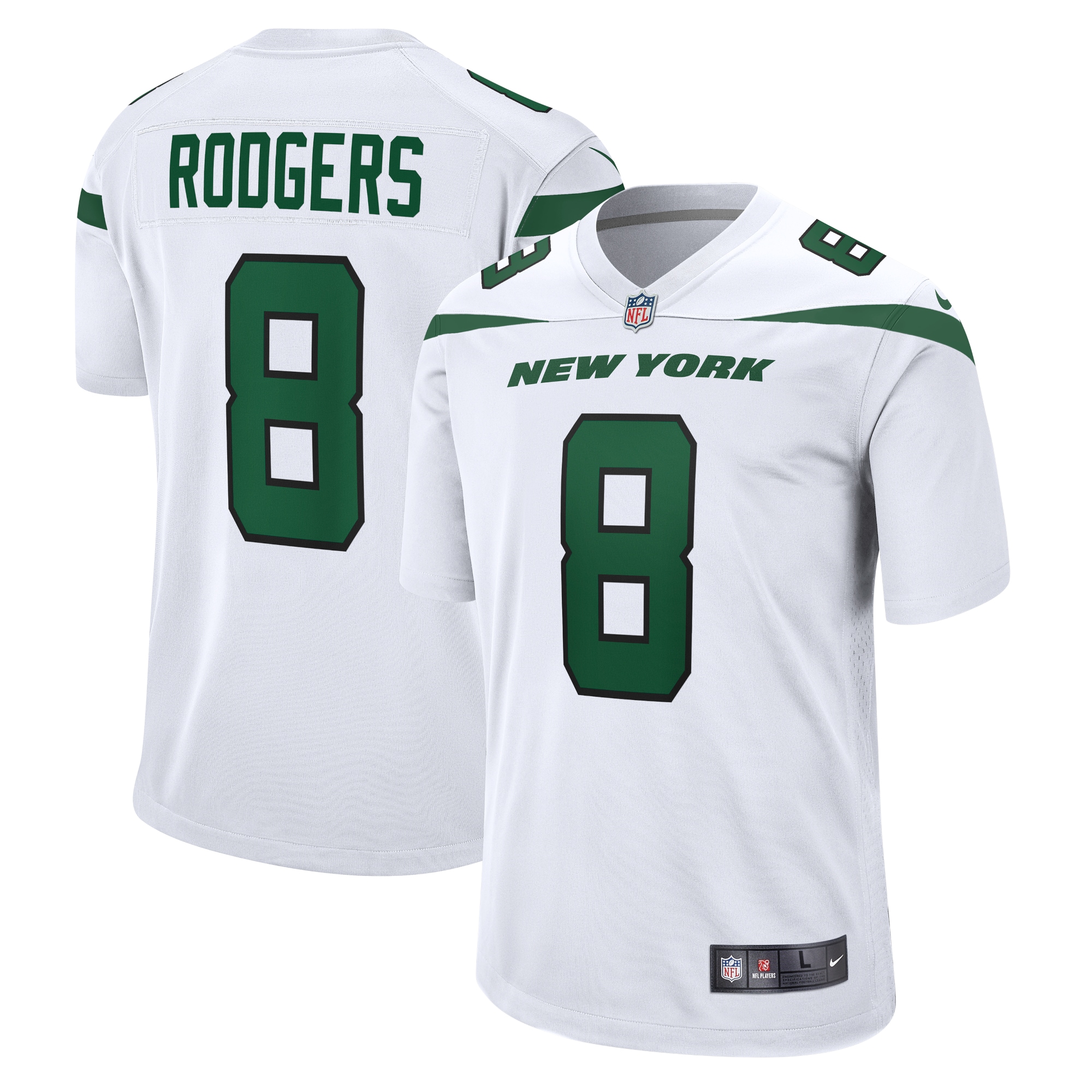 Men's New York Jets Aaron Rodgers White Game Jersey JS4432 nicesnker