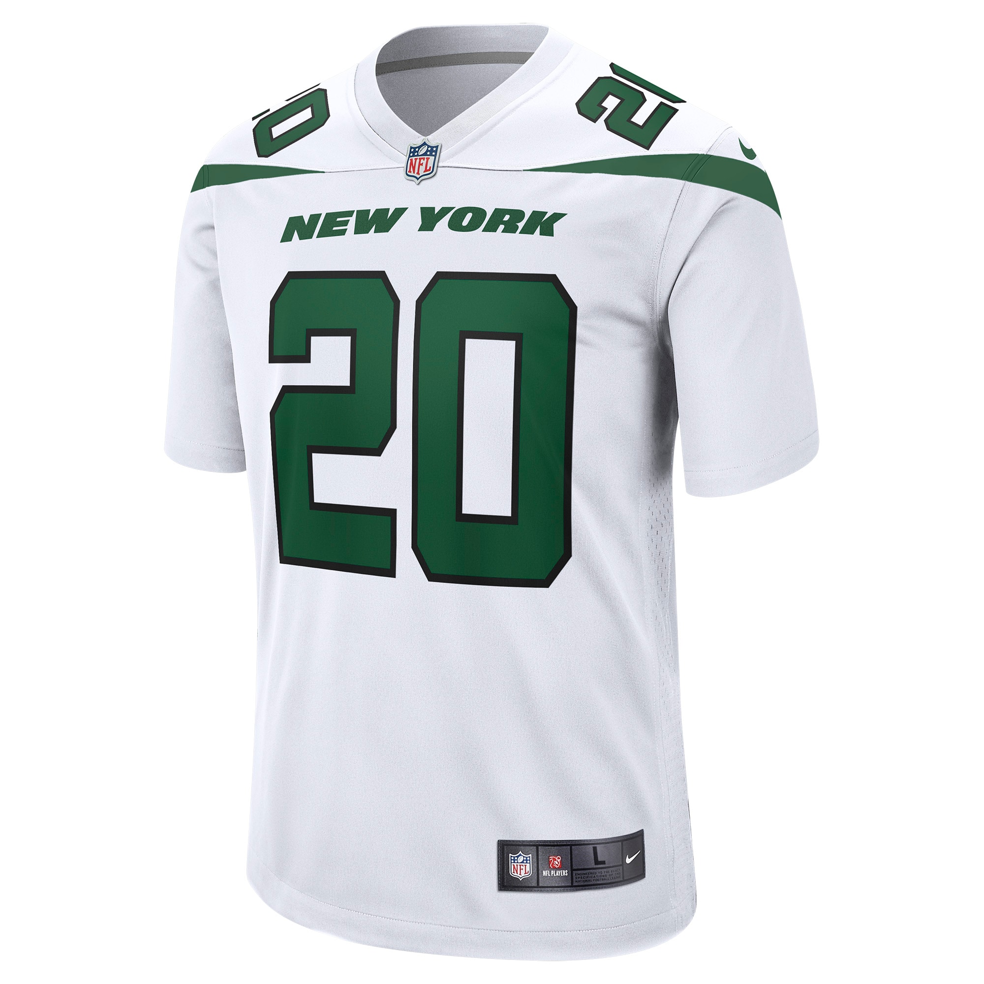 Alternative view of Men's New York Jets Breece Hall White Away Game Player Jersey JS3212 nicesnker
