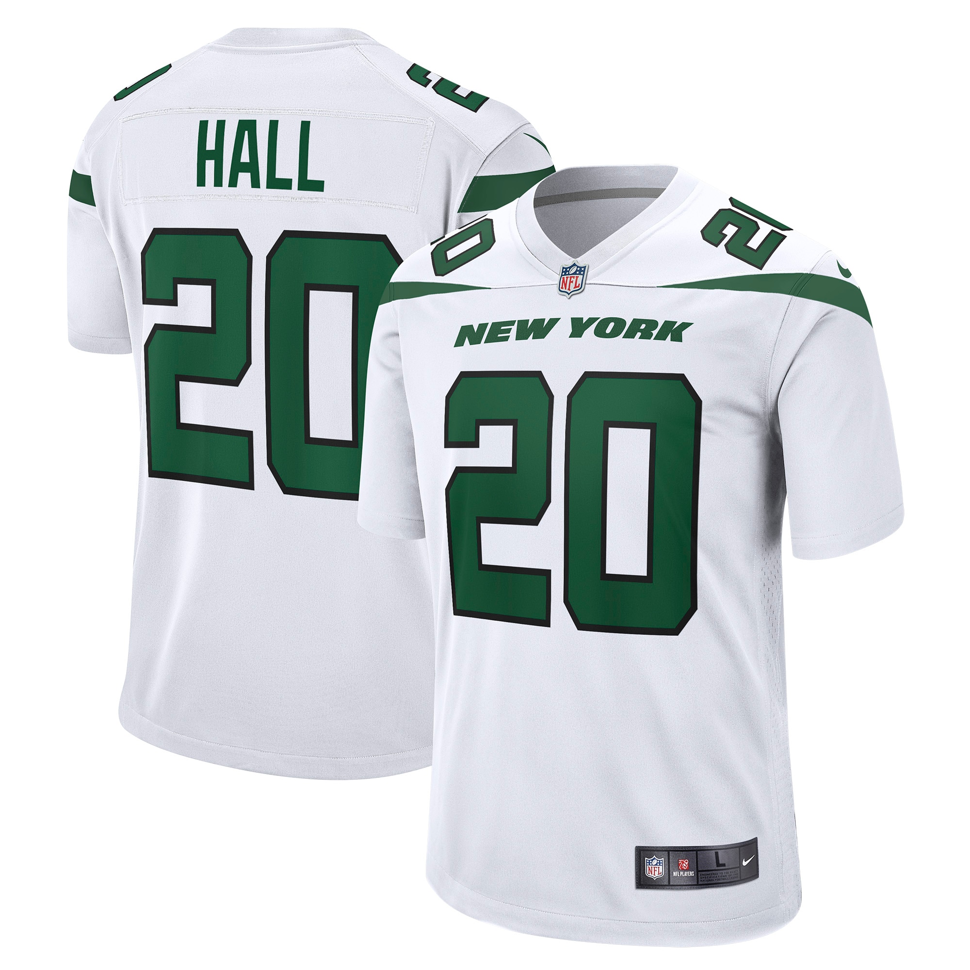 Men's New York Jets Breece Hall White Away Game Player Jersey JS3212 nicesnker