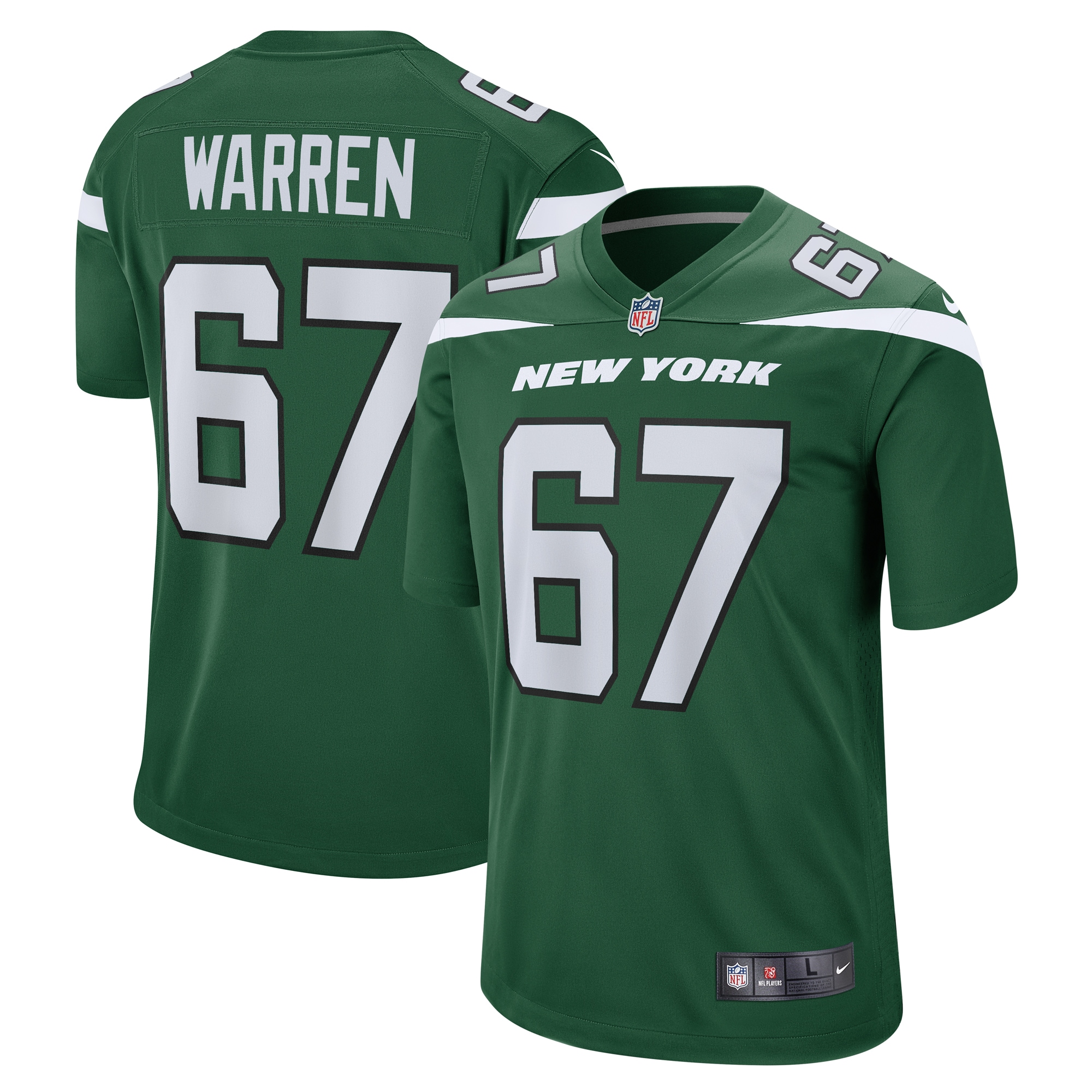 Men's New York Jets Carter Warren Gotham Green Game Jersey JS8710 nicesnker
