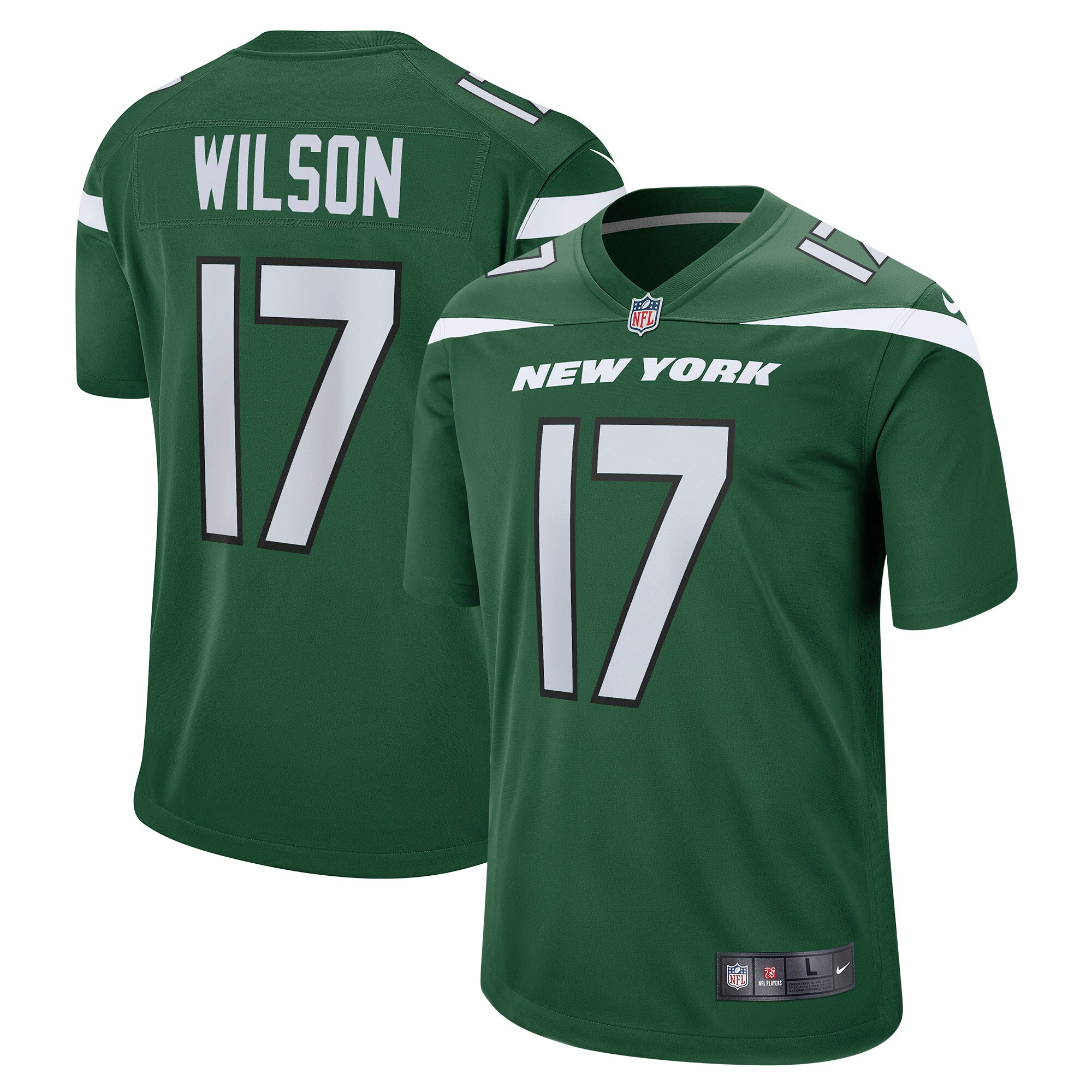 Men's New York Jets Garrett Wilson Green Player Game Jersey JS7730 nicesnker