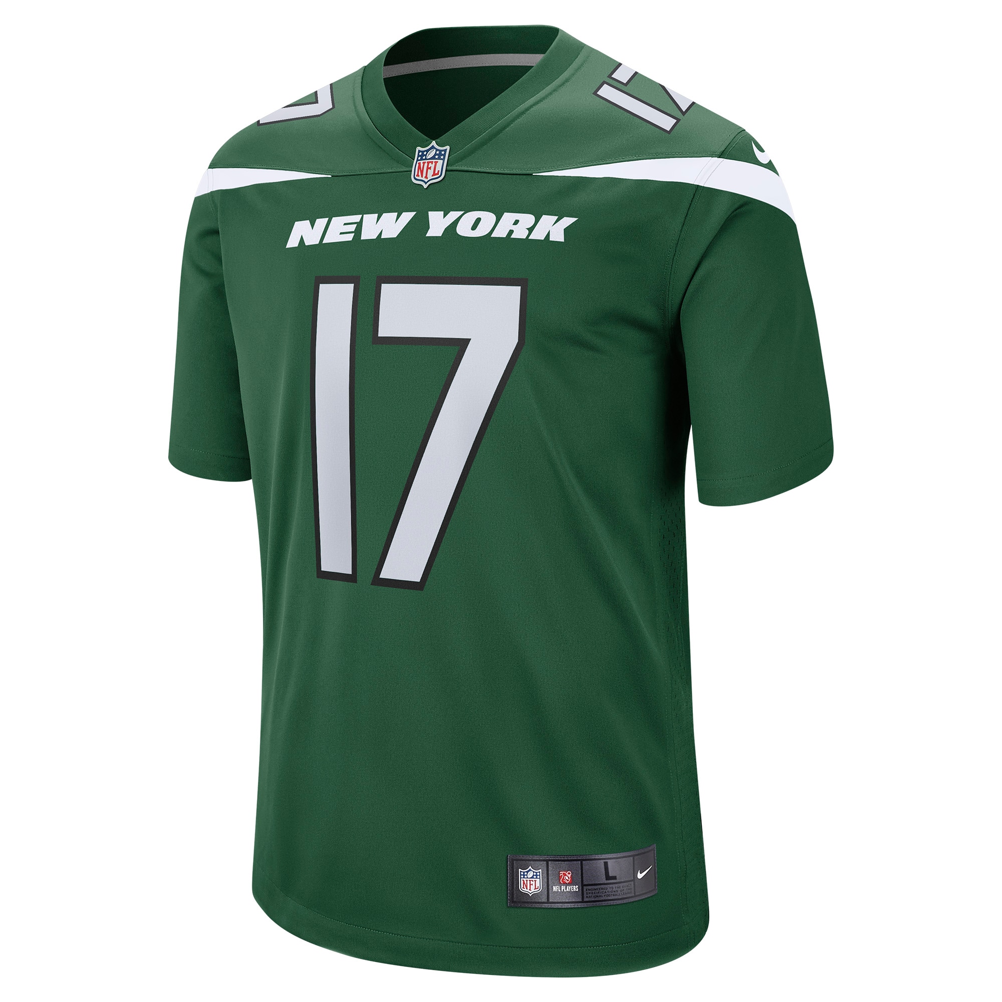 Alternative view of Men's New York Jets Garrett Wilson Green Player Game Jersey JS7730 nicesnker