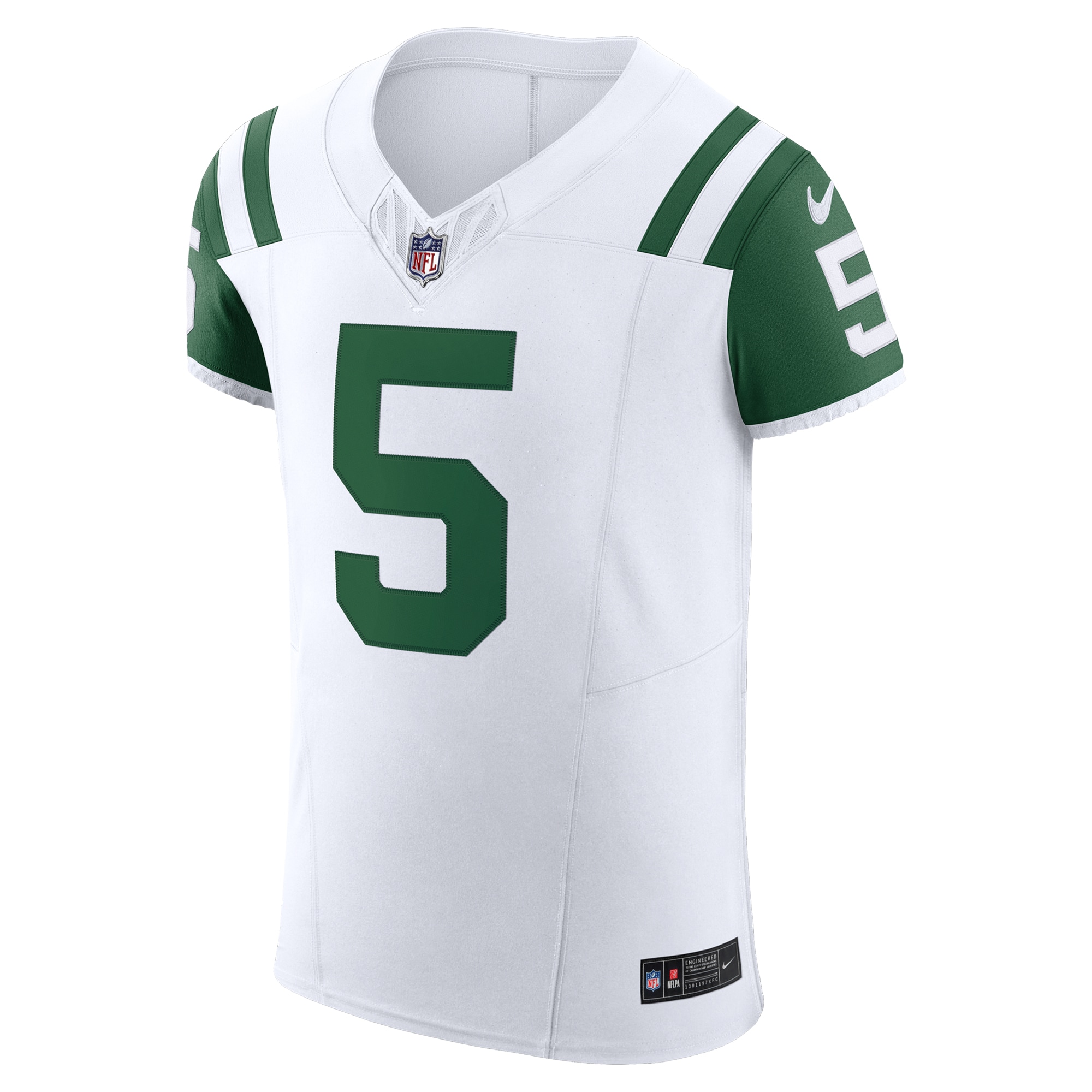 Alternative view of Men's New York Jets Garrett Wilson White Classic Alternate Vapor F.U.S.E. Elite Jersey JS5193 nicesnker