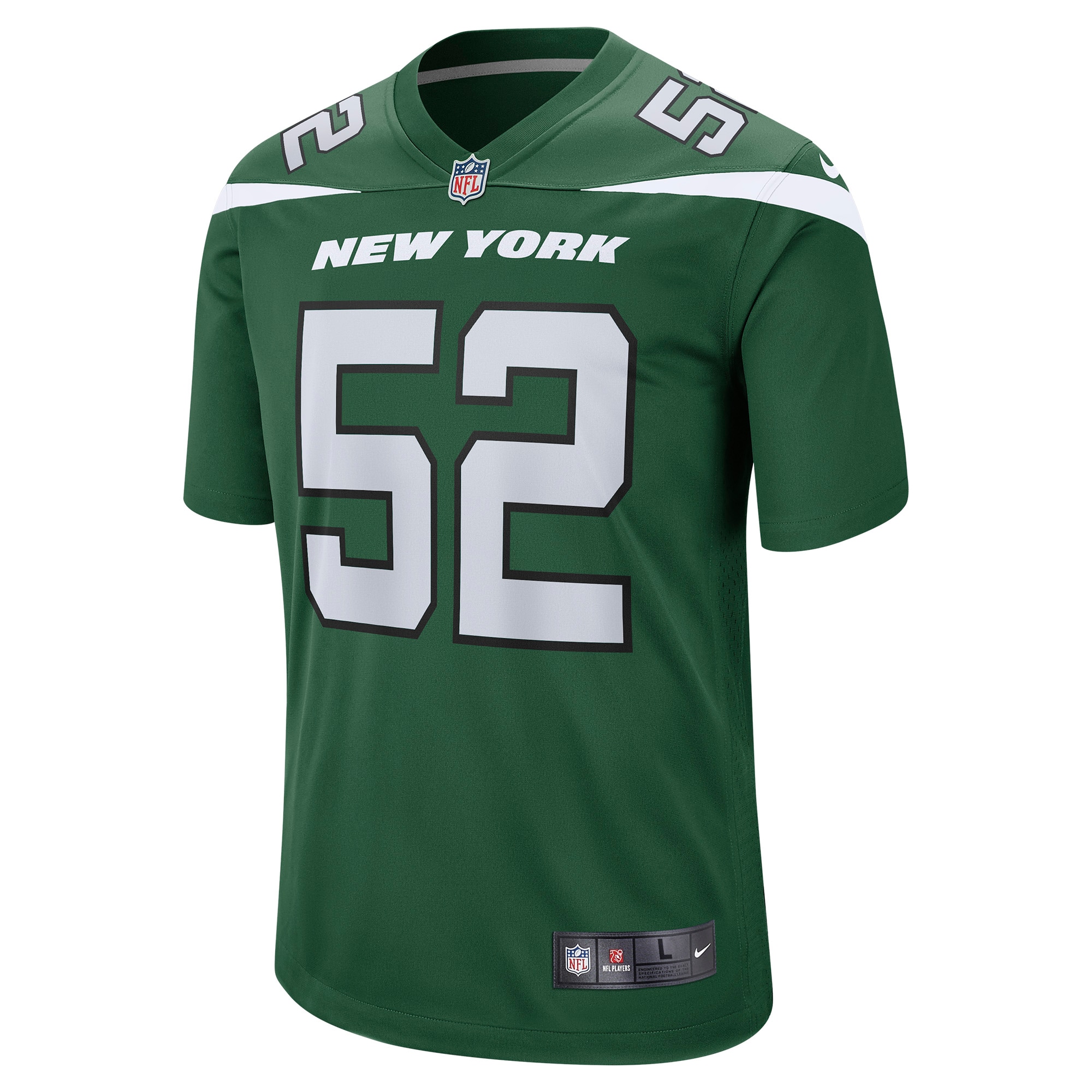 Alternative view of Men's New York Jets Jermaine Johnson II Green Player Game Jersey JS8052 nicesnker