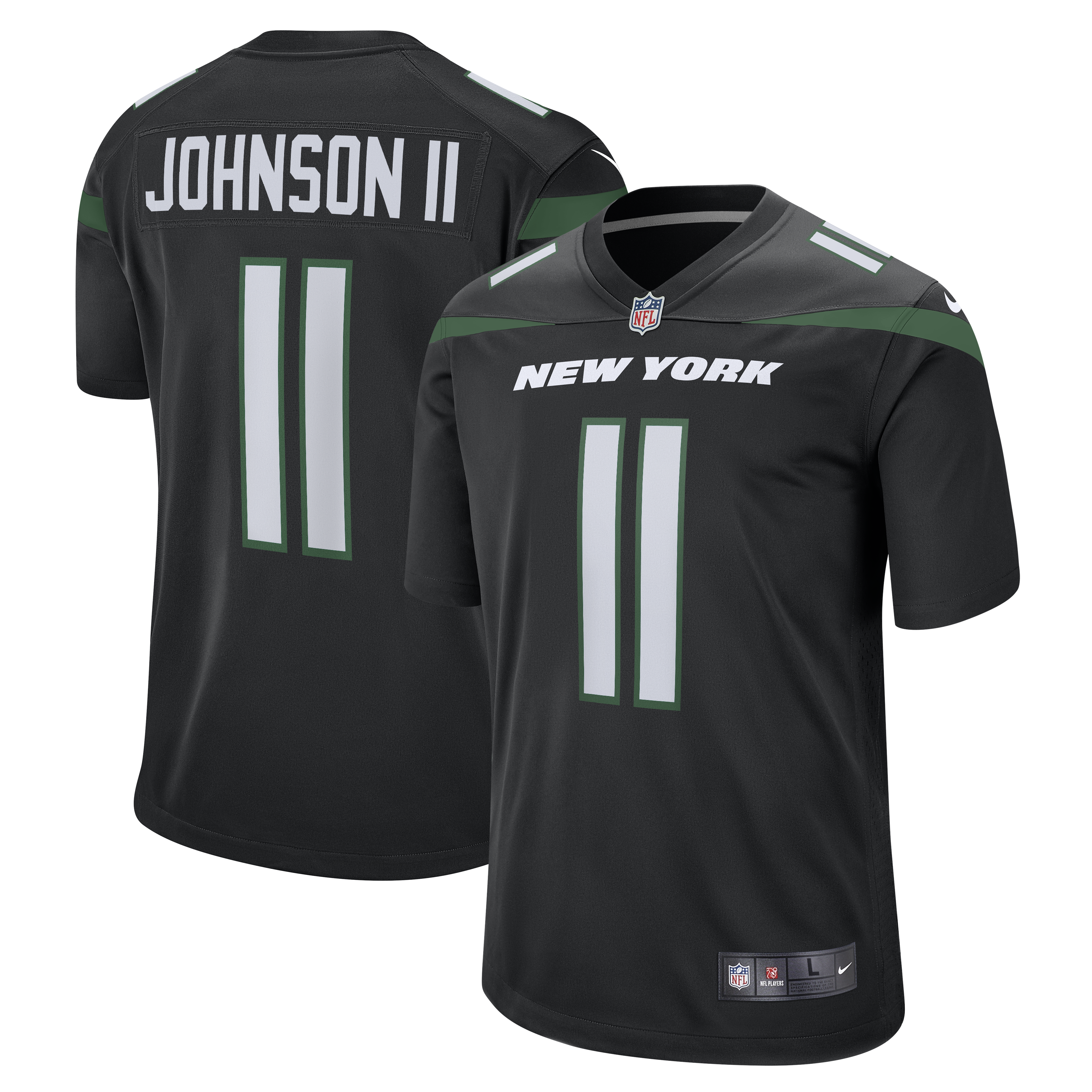 Men's New York Jets Jermaine Johnson II Stealth Black Alternate Game Jersey JS1112 nicesnker