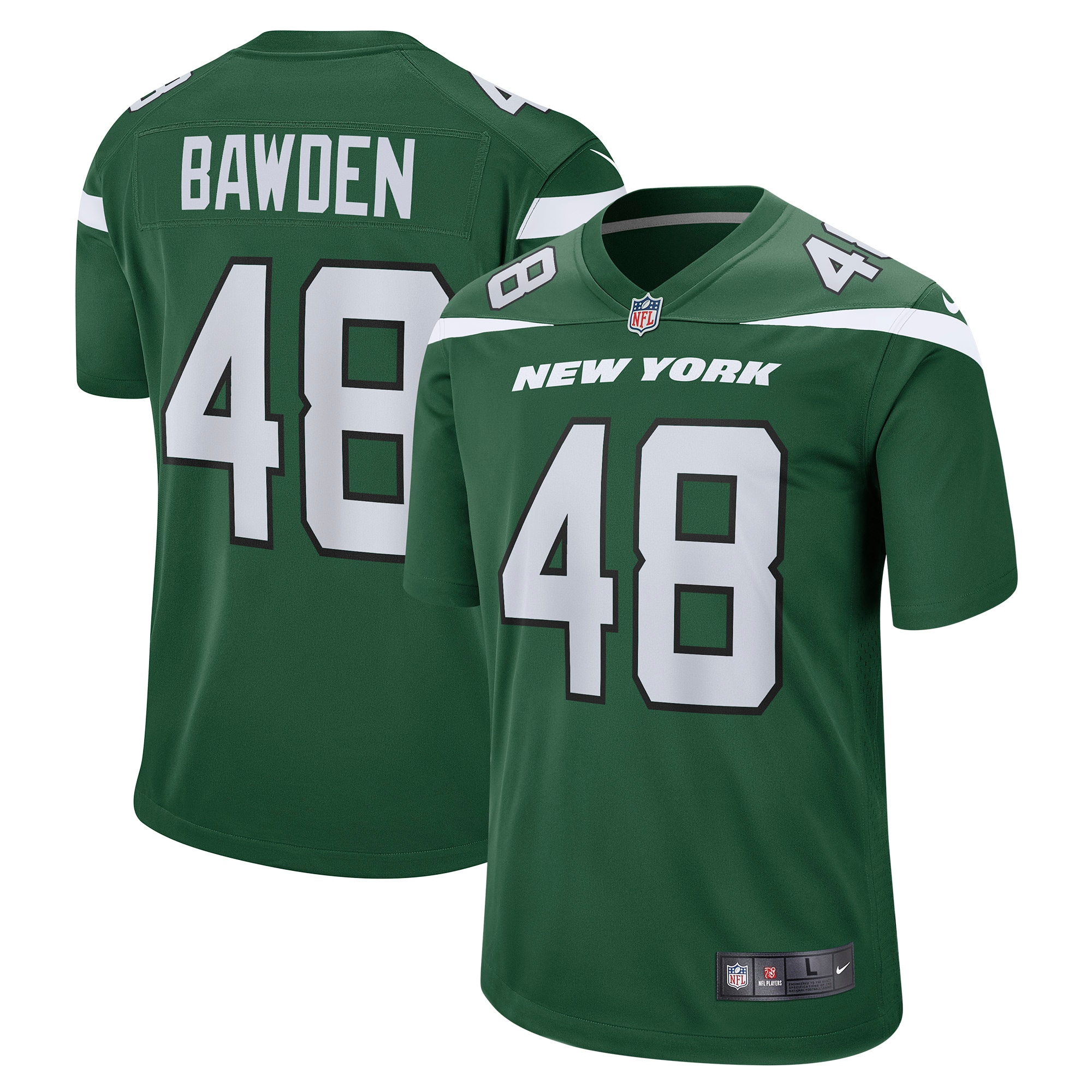Men's New York Jets Nick Bawden Gotham Green Game Player Jersey JS9575 nicesnker