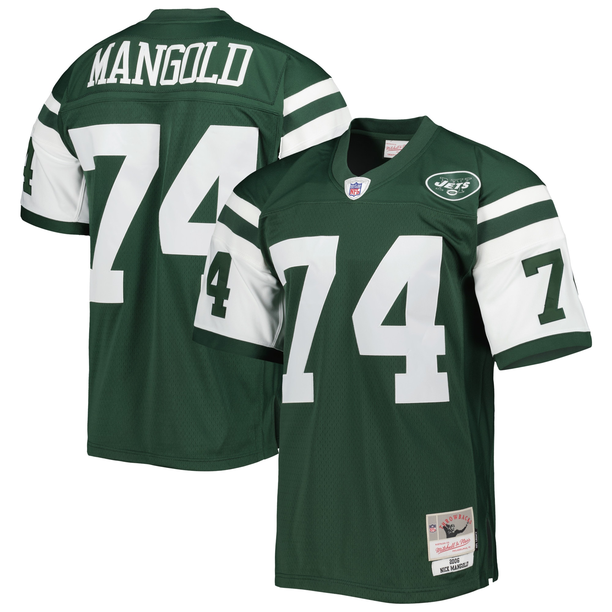 Men's New York Jets Nick Mangold Mitchell & Ness Green Legacy Jersey JS6992 nicesnker