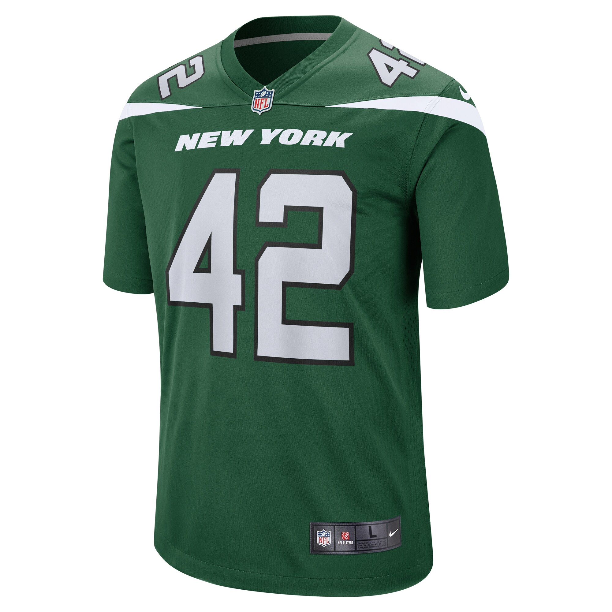 Alternative view of Men's New York Jets Thomas Hennessy Gotham Green Game Jersey JS9793 nicesnker