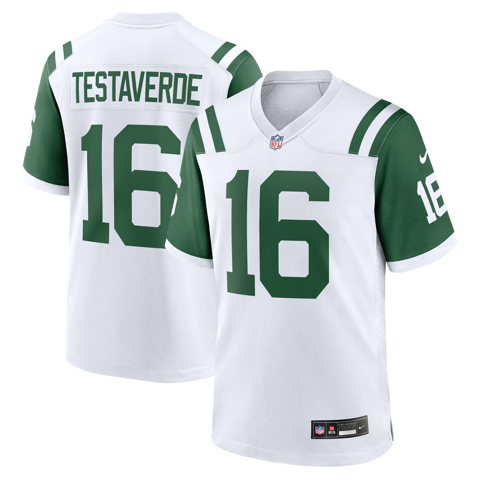 Men's New York Jets Vinny Testaverde White Classic Alternate Retired Player Game Jersey JS4716 nicesnker