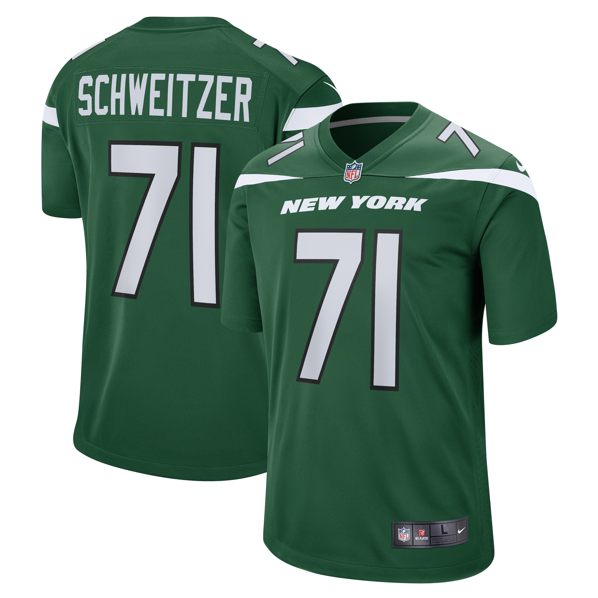 Men's New York Jets Wes Schweitzer Green Game Jersey JS1562 nicesnker