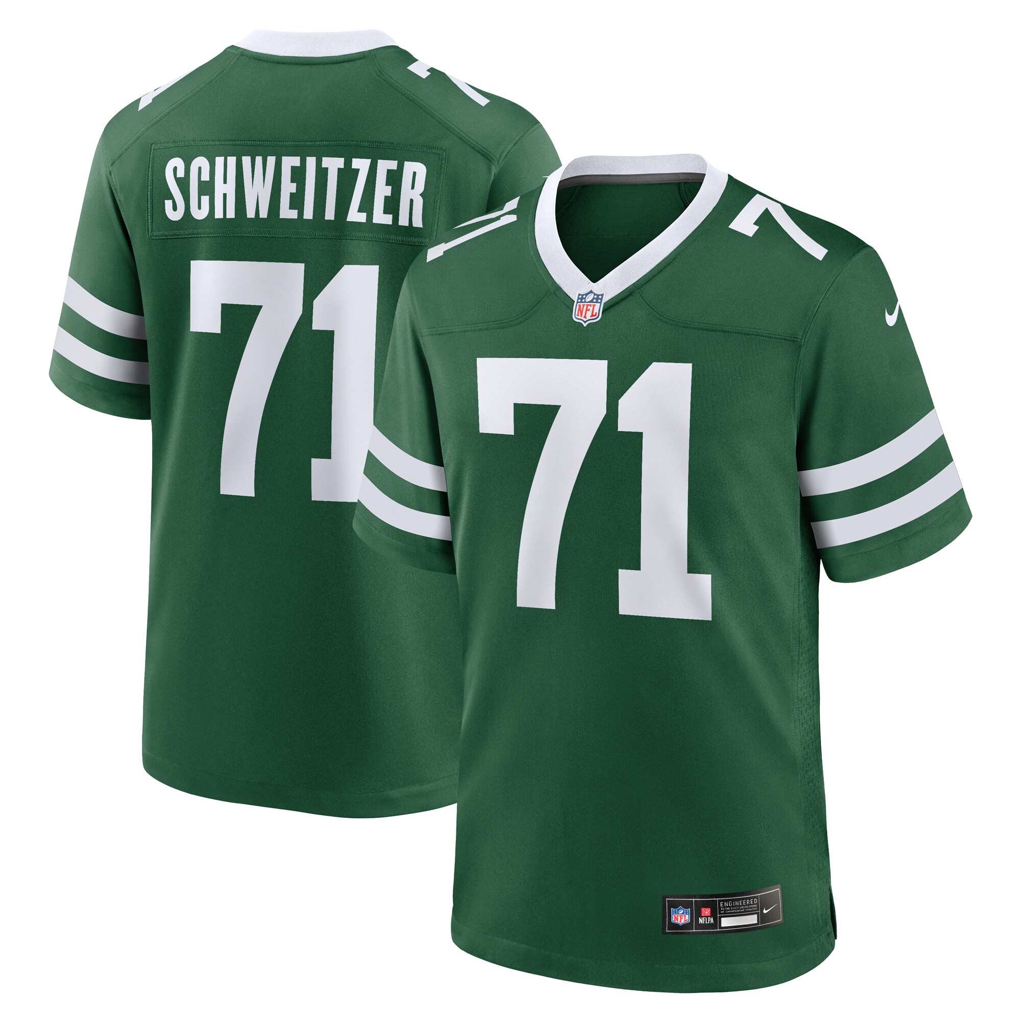 Men's New York Jets Wes Schweitzer Legacy Green Team Game Jersey JS7634 nicesnker