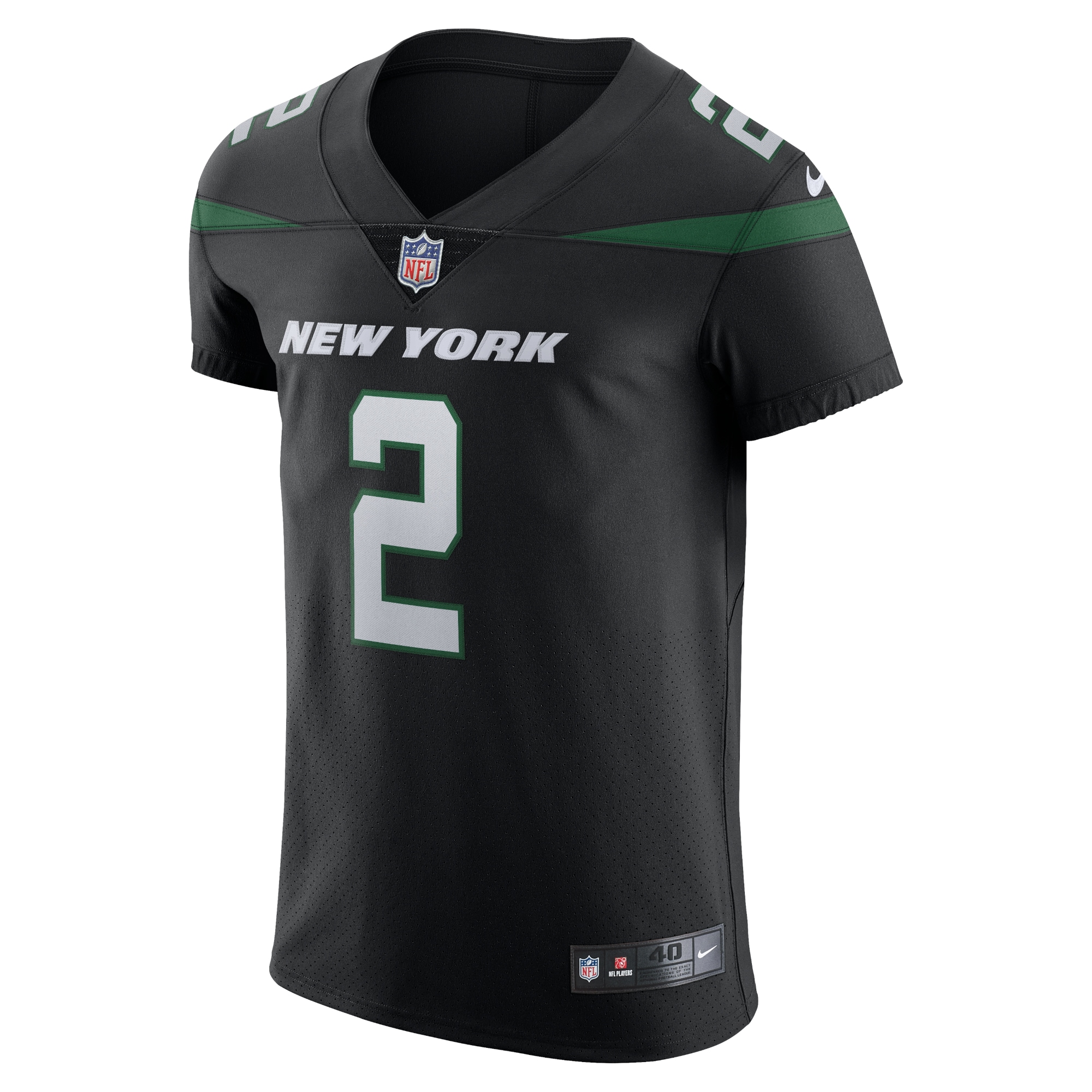 Alternative view of Men's New York Jets Zach Wilson Stealth Black Vapor Elite Jersey JS4064 nicesnker