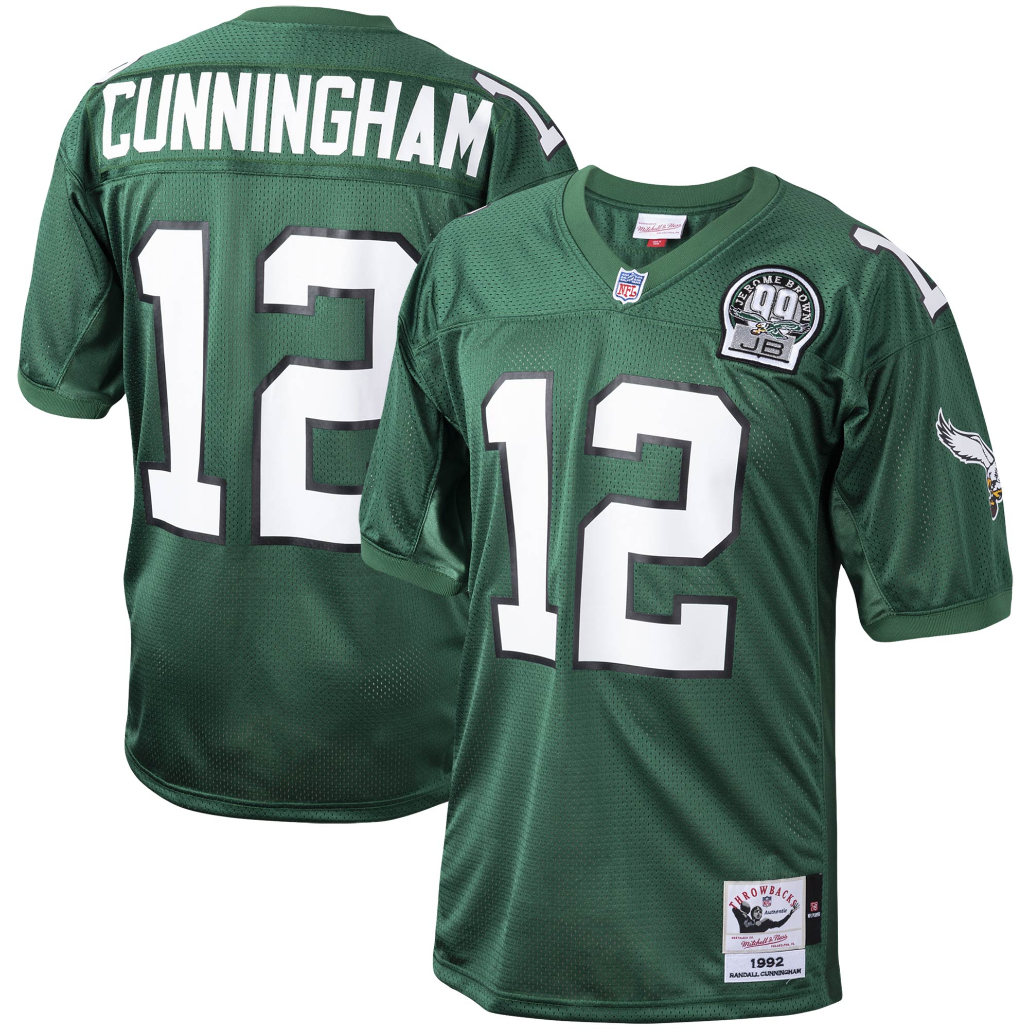 Men's Philadelphia Eagles 1992 Randall Cunningham Mitchell & Ness Green Throwback Retired Player Jersey JS7197 nicesnker