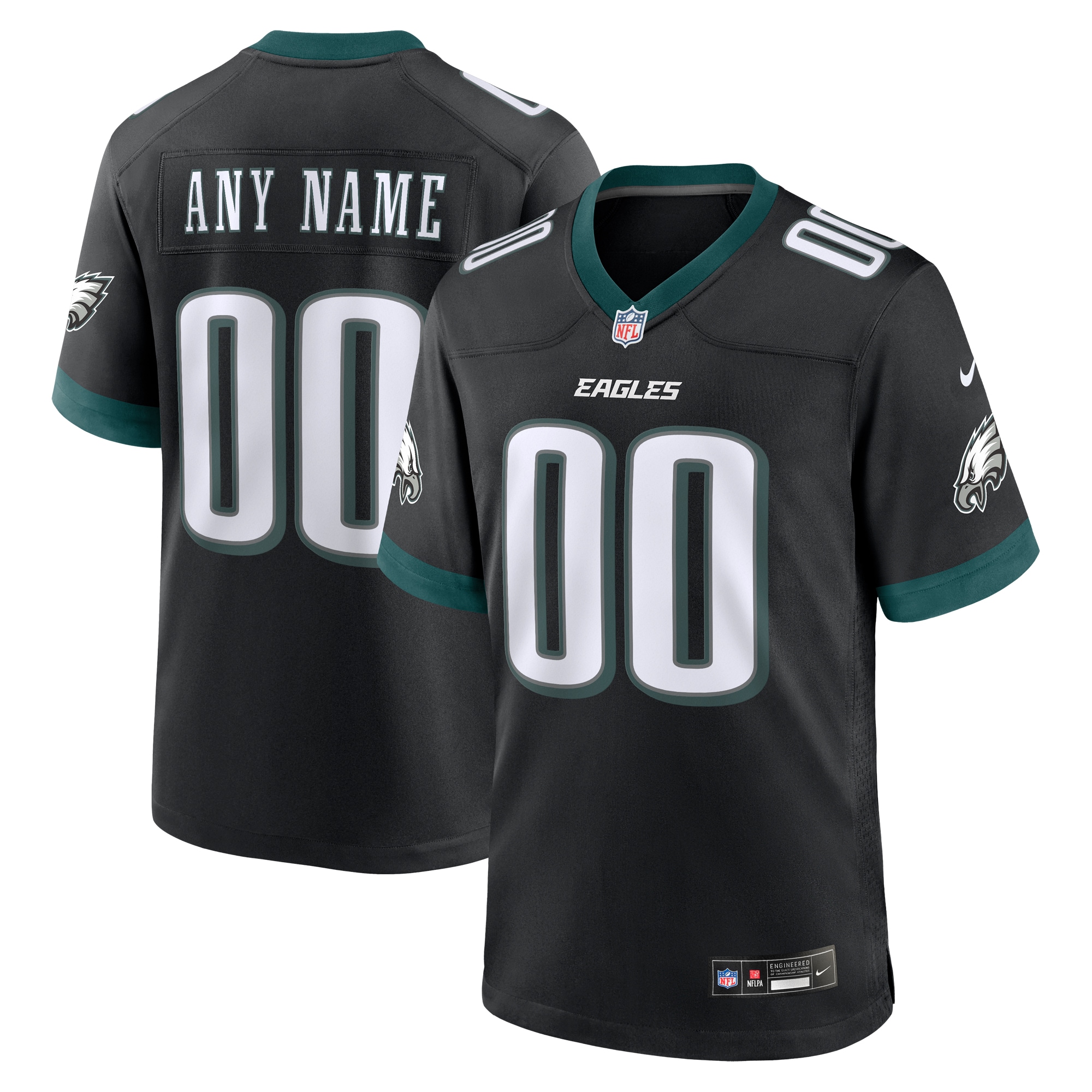 Men's Philadelphia Eagles Black Alternate Custom Game Jersey JS7744 nicesnker