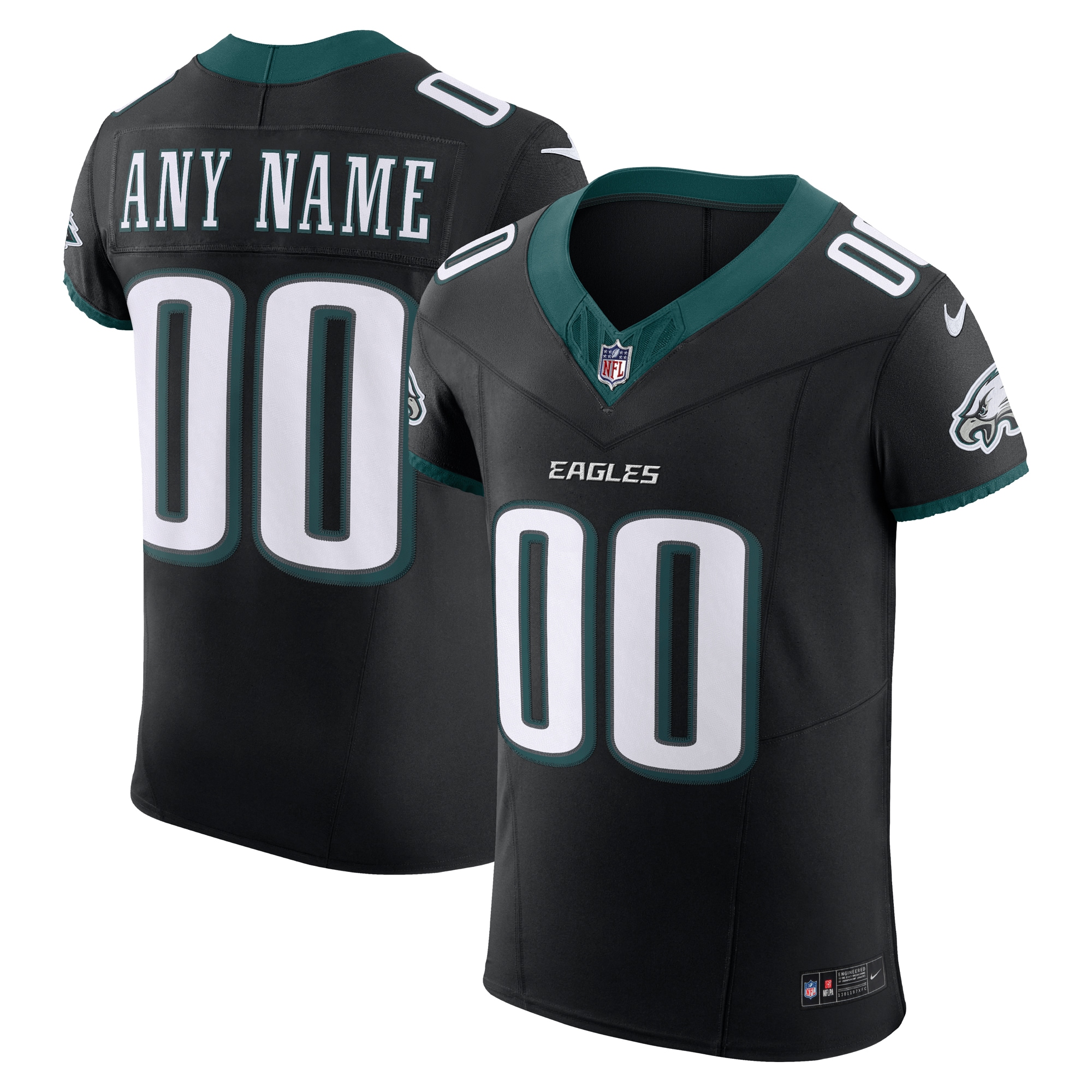 Men's Philadelphia Eagles Black Alternate Vapor F.U.S.E. Elite Custom Jersey JS2243 nicesnker