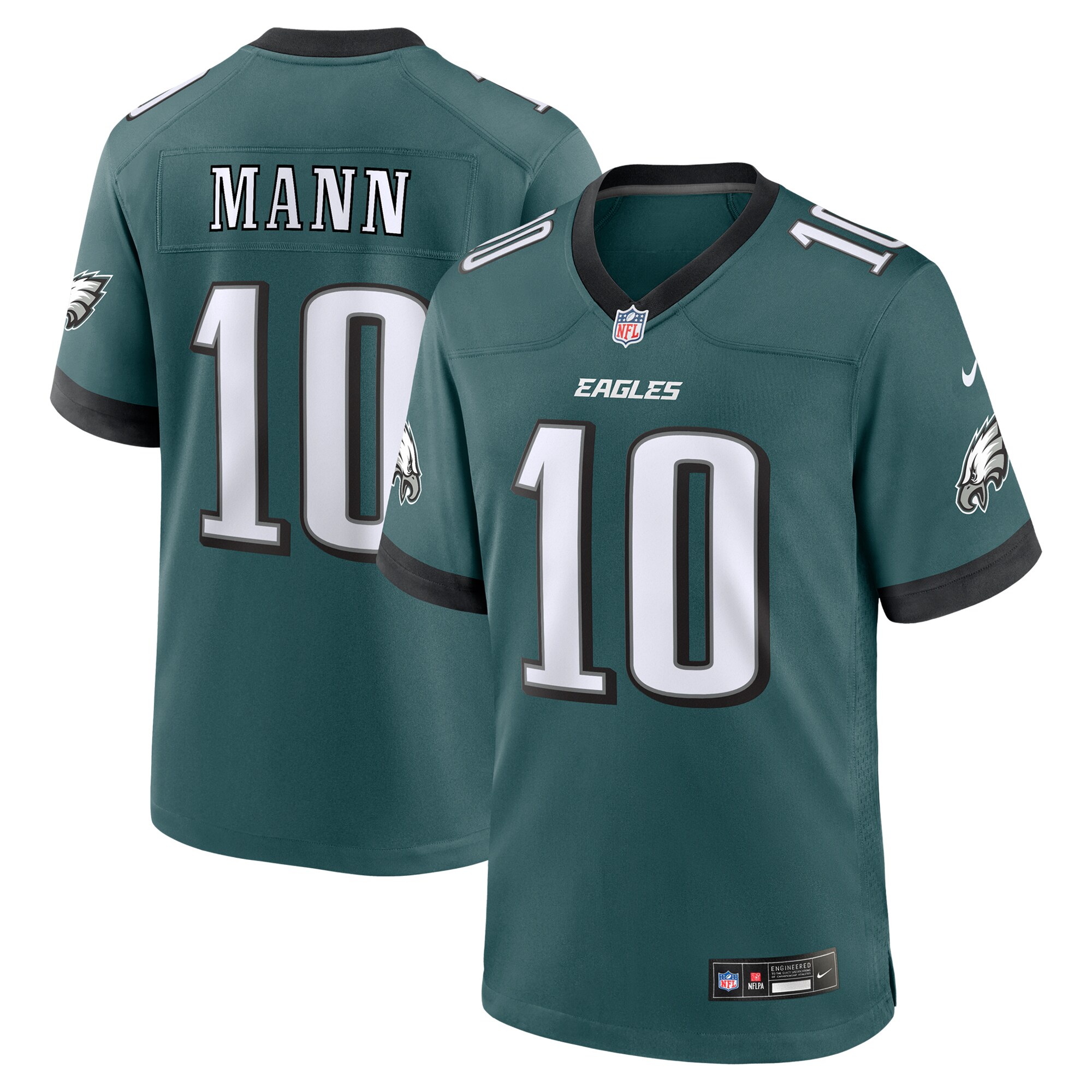 Men's Philadelphia Eagles Braden Mann Midnight Green Team Game Jersey JS2526 nicesnker