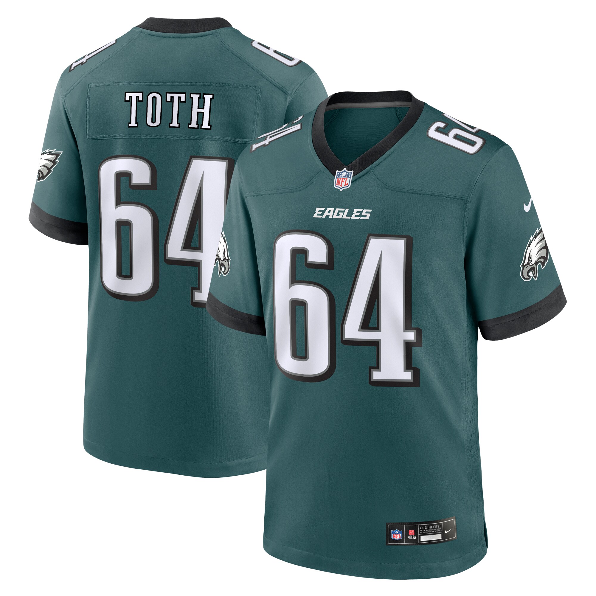 Men's Philadelphia Eagles Brett Toth Midnight Green Game Jersey JS3840 nicesnker