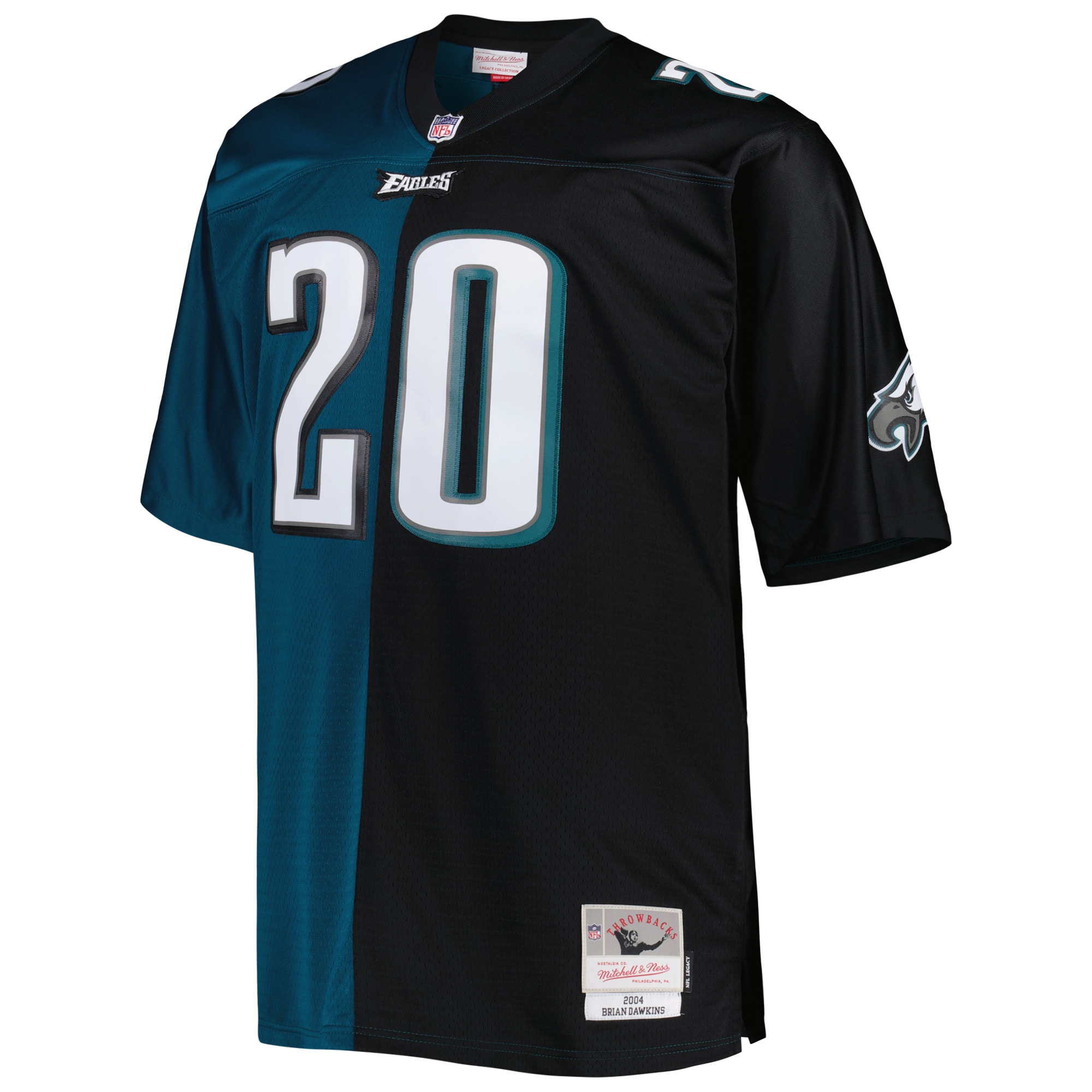 Alternative view of Men's Philadelphia Eagles Brian Dawkins Mitchell & Ness Midnight Green/Black Big & Tall Split Legacy Retired Player Jersey JS3388 nicesnker