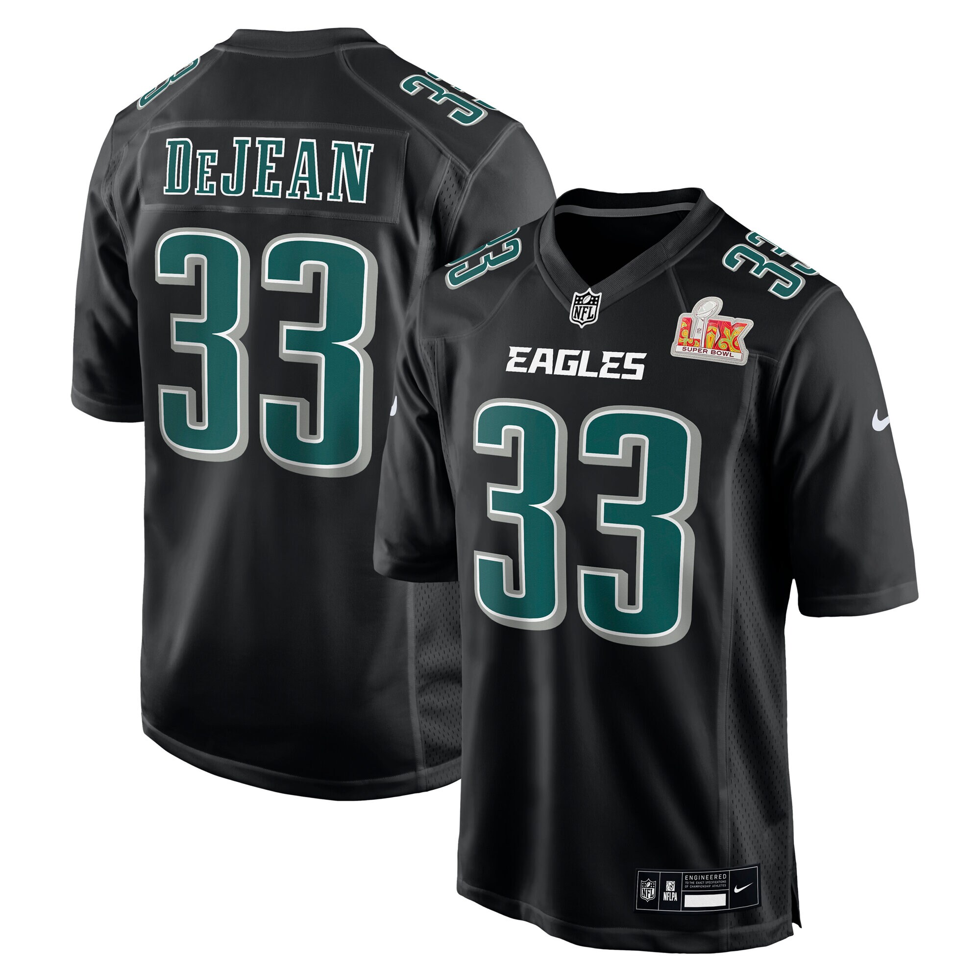Men's Philadelphia Eagles Cooper DeJean Carbon Black Super Bowl LIX Fashion Game Player Jersey JS2847 nicesnker