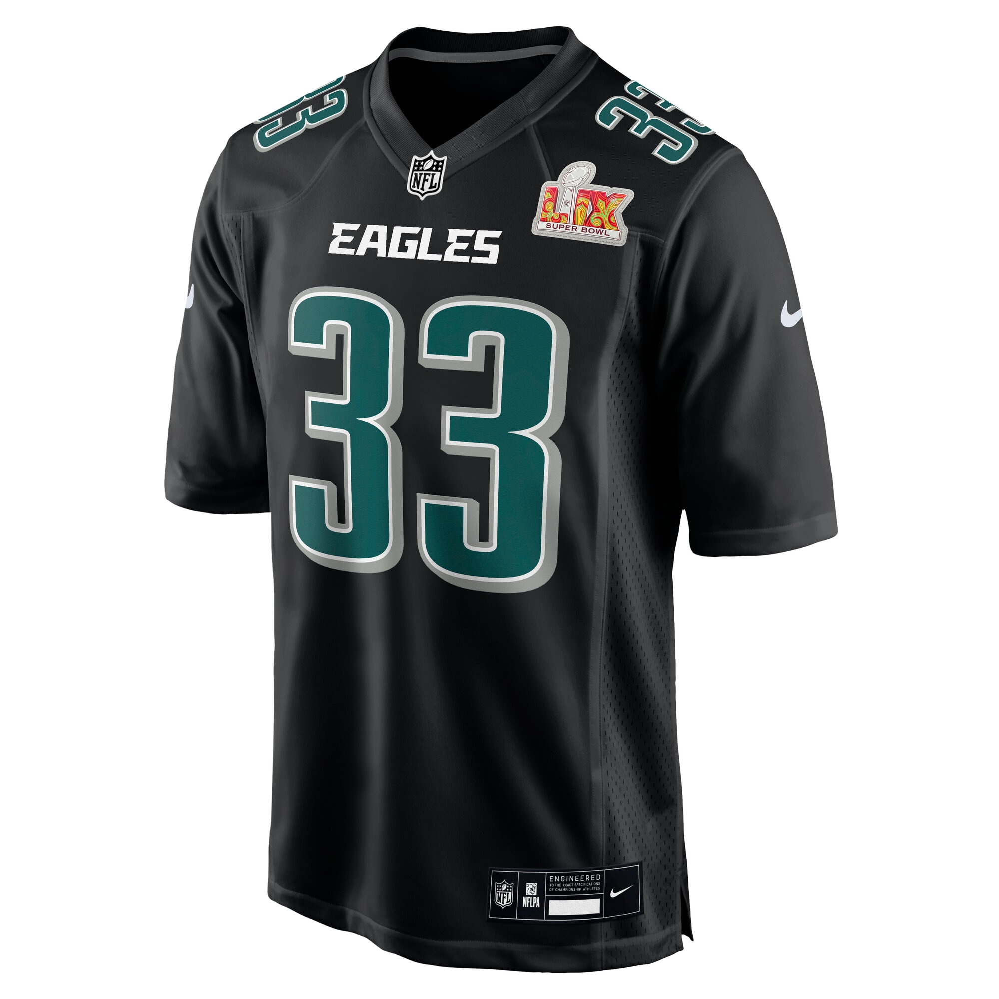 Alternative view of Men's Philadelphia Eagles Cooper DeJean Carbon Black Super Bowl LIX Fashion Game Player Jersey JS2847 nicesnker