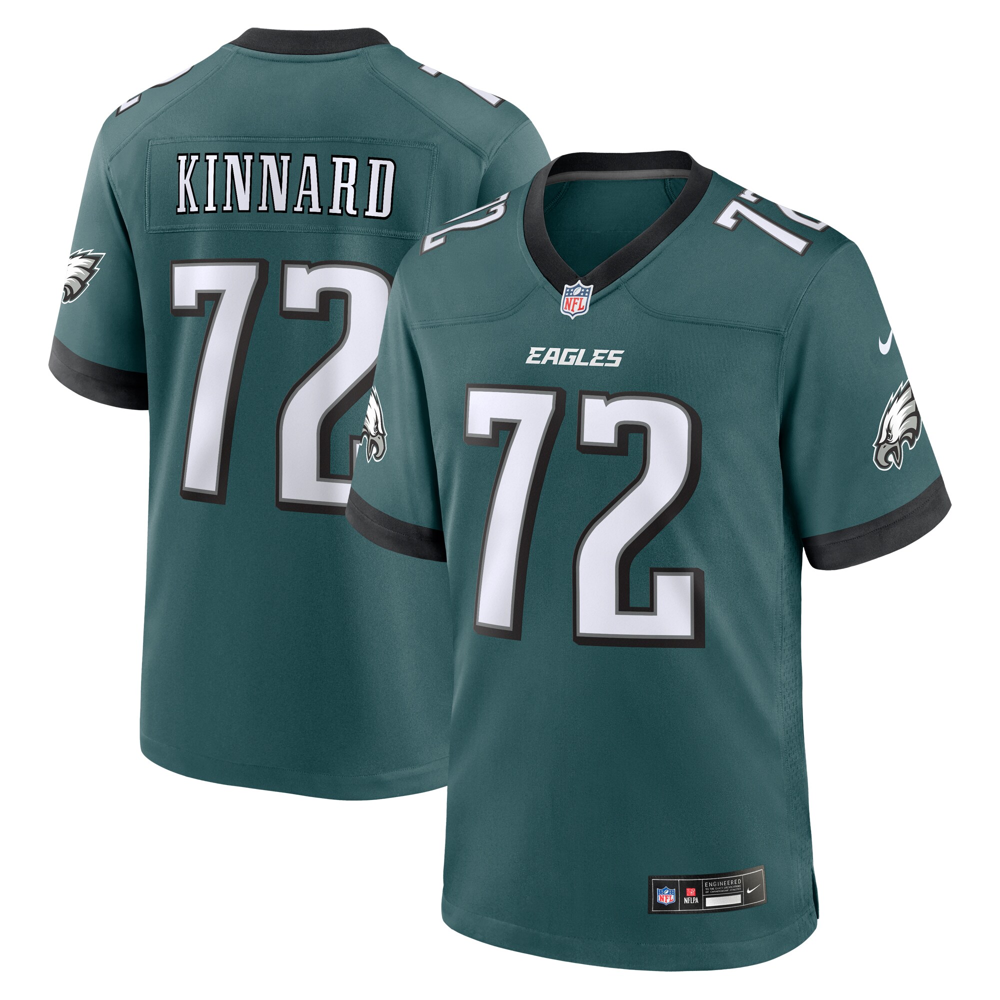 Men's Philadelphia Eagles Darian Kinnard Midnight Green Team Game Jersey JS3133 nicesnker