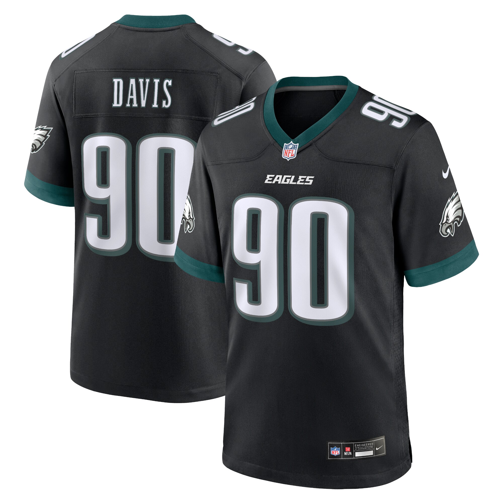 Men's Philadelphia Eagles Davis Black Alternate Game Jersey JS4712 nicesnker