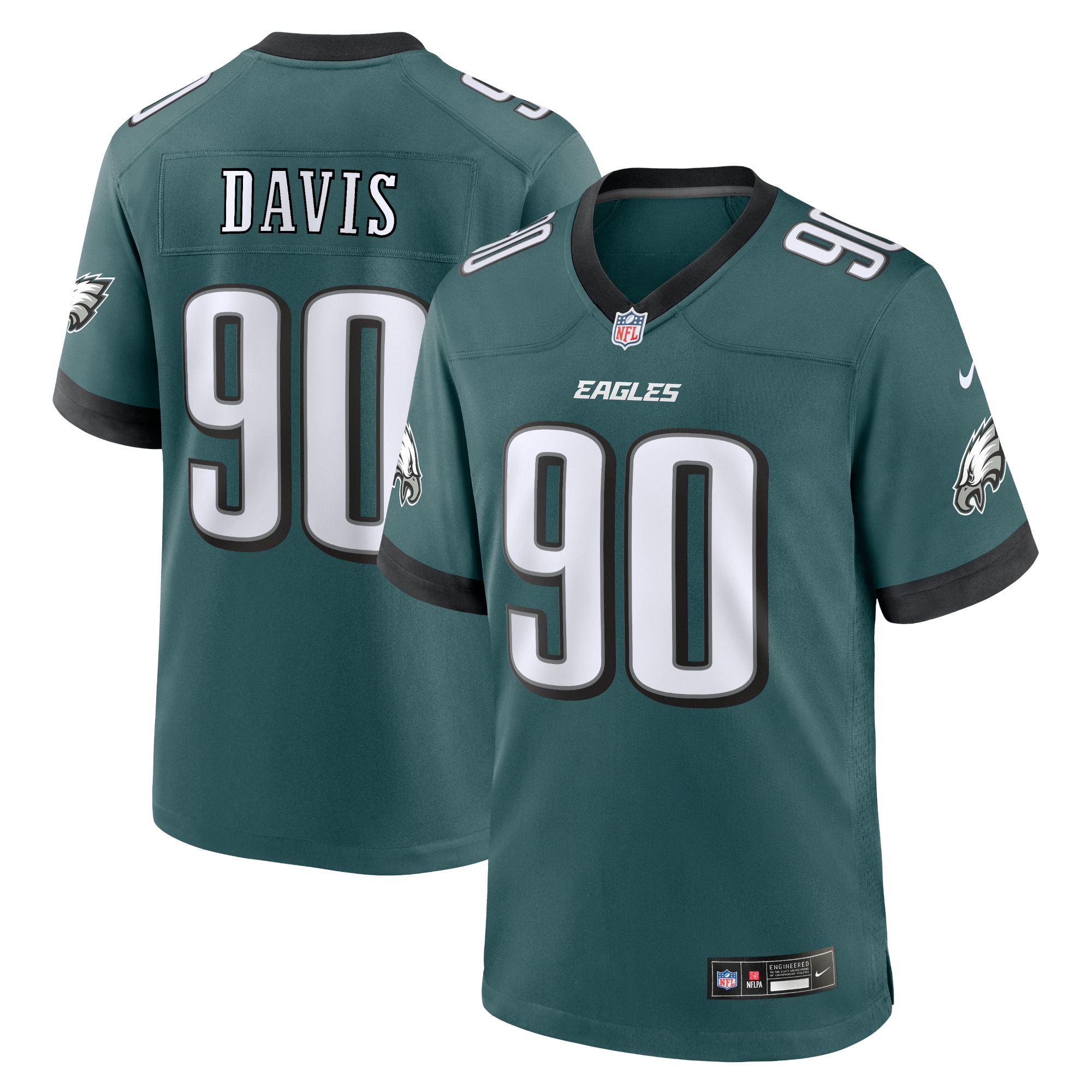 Men's Philadelphia Eagles Davis Midnight Green Team Game Jersey JS9107 nicesnker