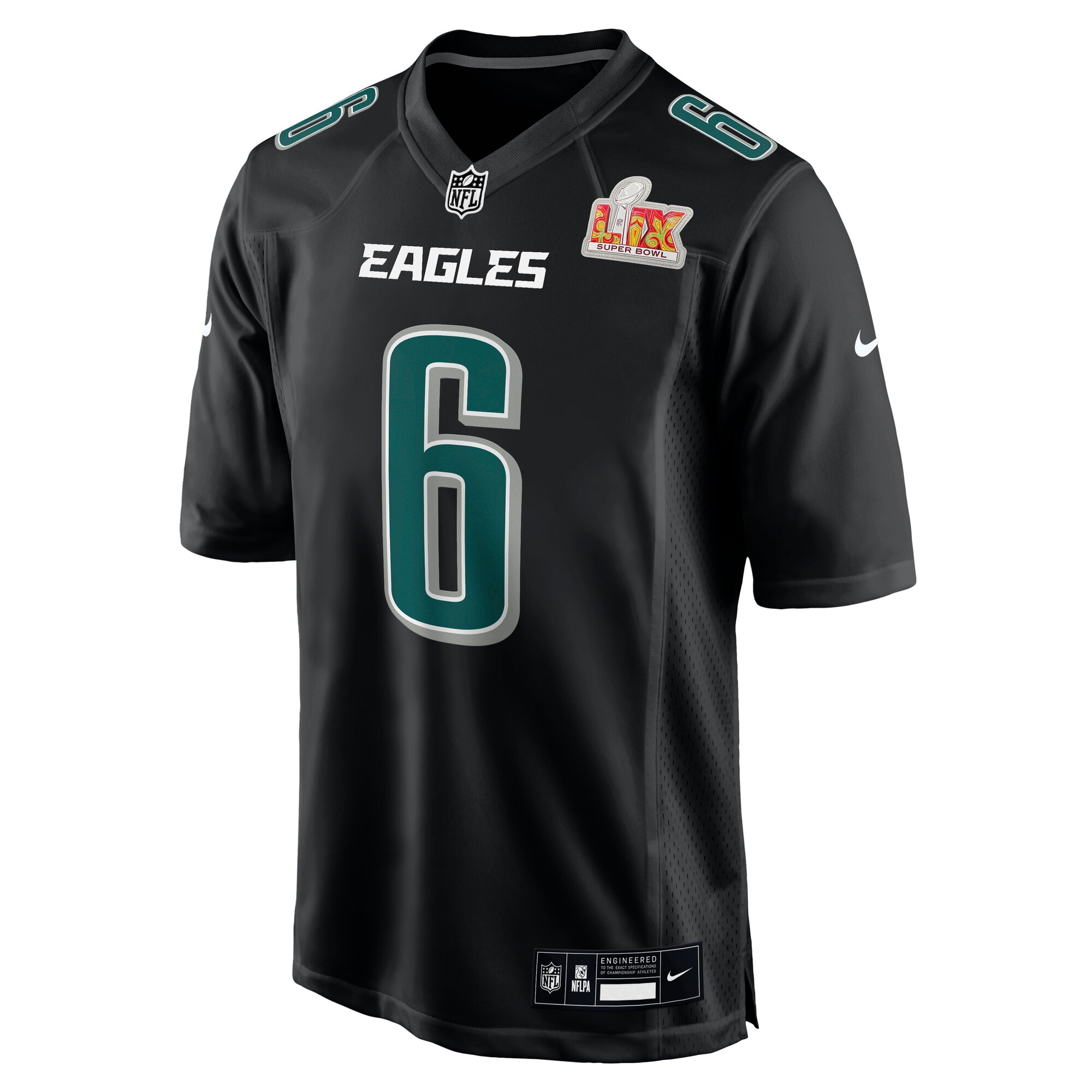 Alternative view of Men's Philadelphia Eagles DeVonta Smith Carbon Black Super Bowl LIX Fashion Game Player Jersey JS2034 nicesnker