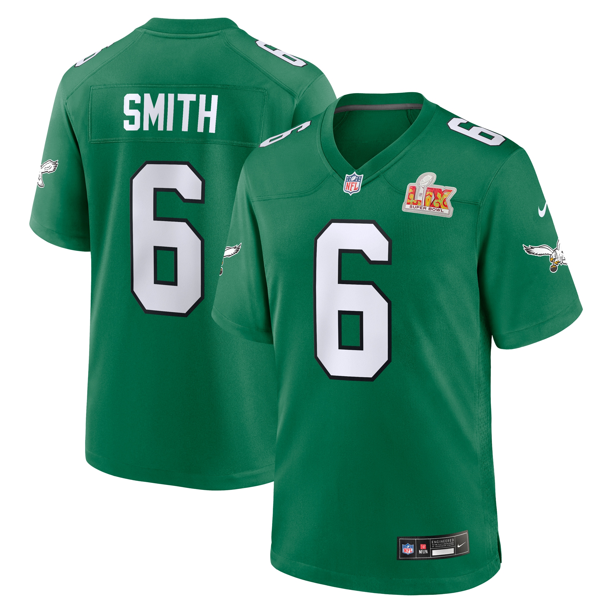 Men's Philadelphia Eagles DeVonta Smith Kelly Green Super Bowl LIX 2nd Alternate Game Jersey JS2849 nicesnker