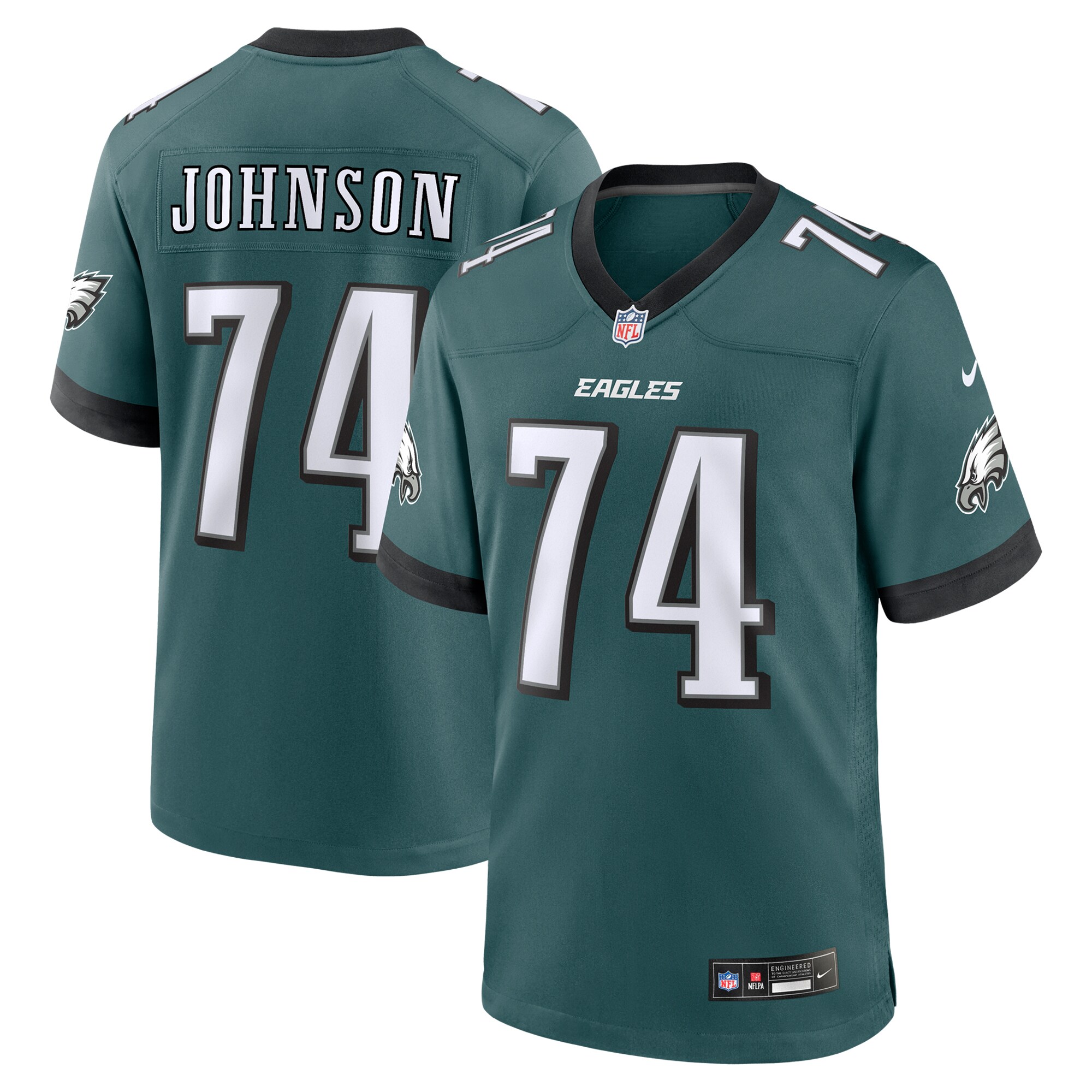 Men's Philadelphia Eagles Fred Johnson Midnight Green Team Game Jersey JS7003 nicesnker