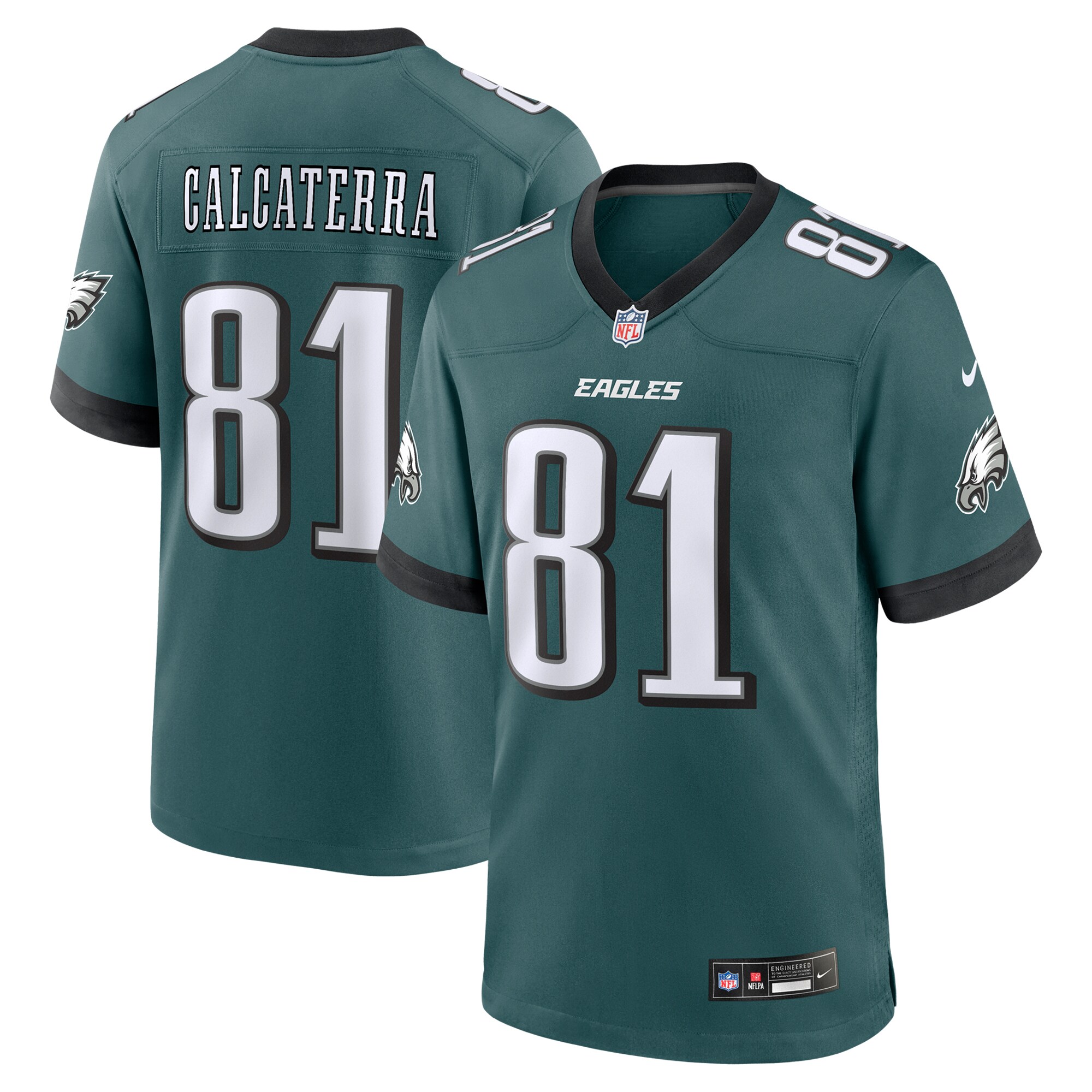 Men's Philadelphia Eagles Grant Calcaterra Midnight Green Team Game Jersey JS5140 nicesnker