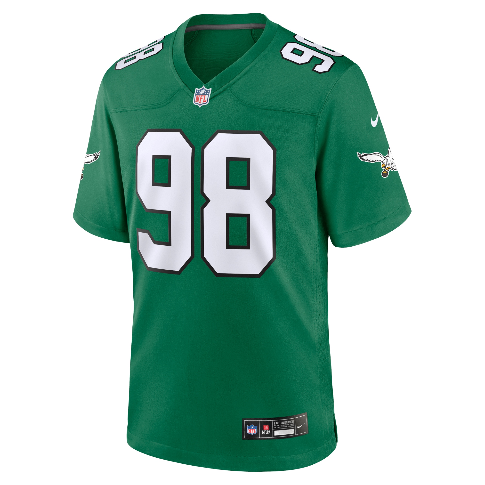 Alternative view of Men's Philadelphia Eagles Jalen Carter Kelly Green Alternate Game Jersey JS2329 nicesnker