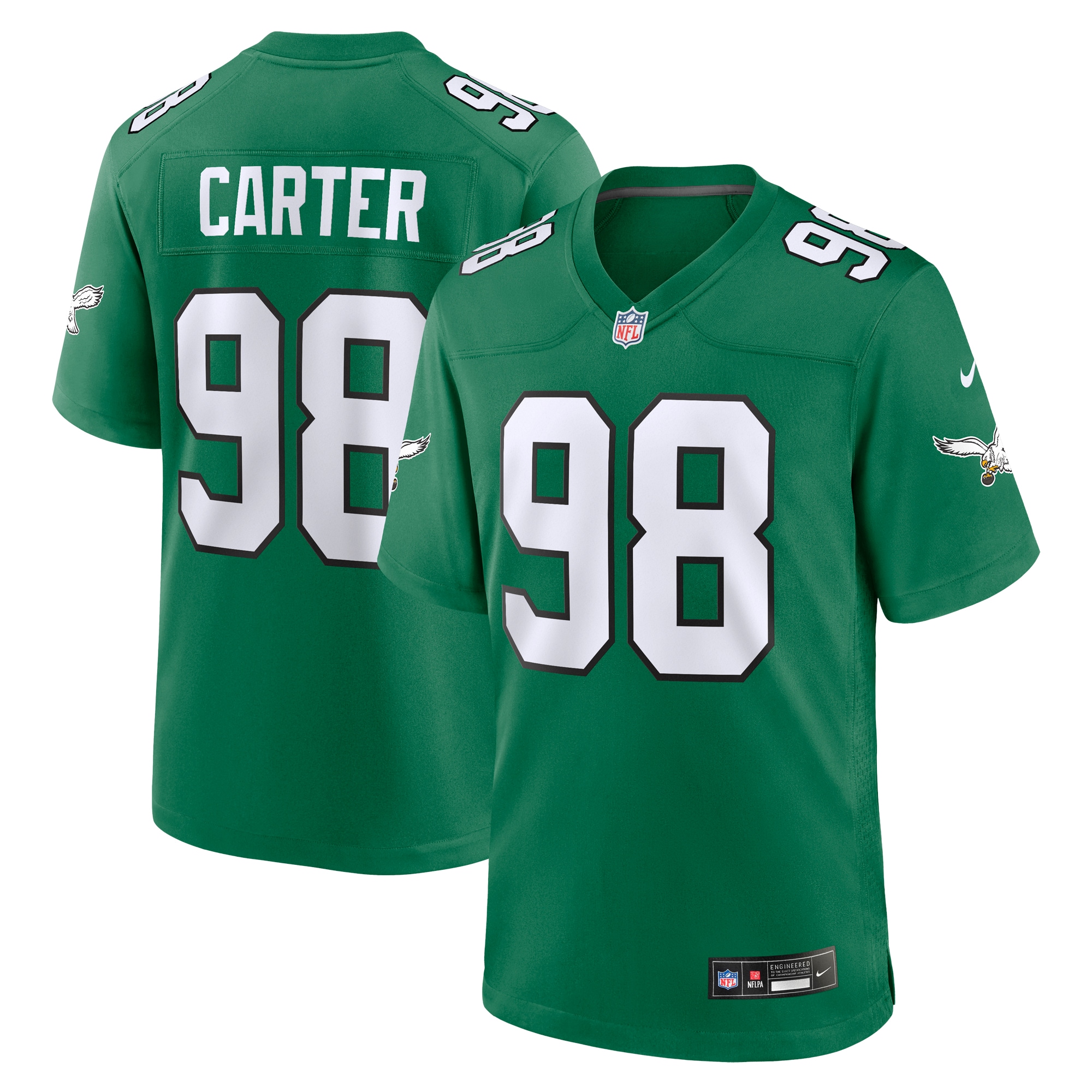 Men's Philadelphia Eagles Jalen Carter Kelly Green Alternate Game Jersey JS2329 nicesnker