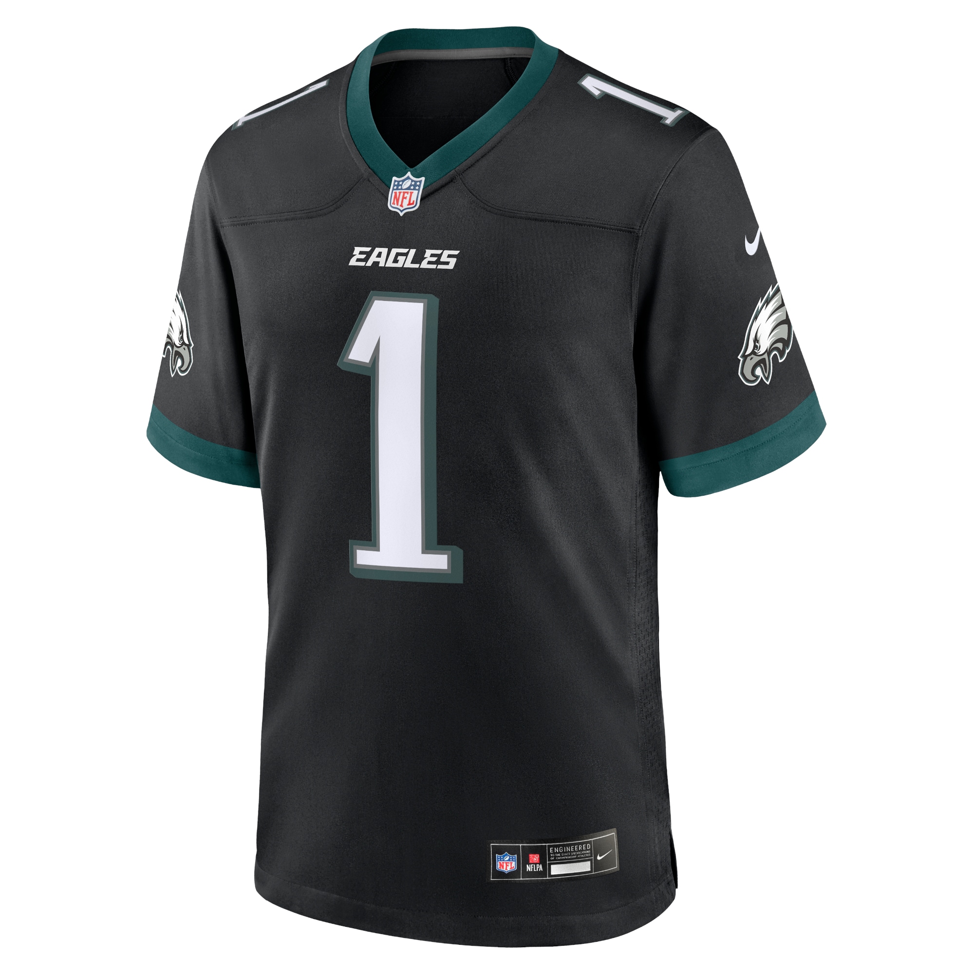 Alternative view of Men's Philadelphia Eagles Jalen Hurts Black Alternate Game Jersey JS2963 nicesnker
