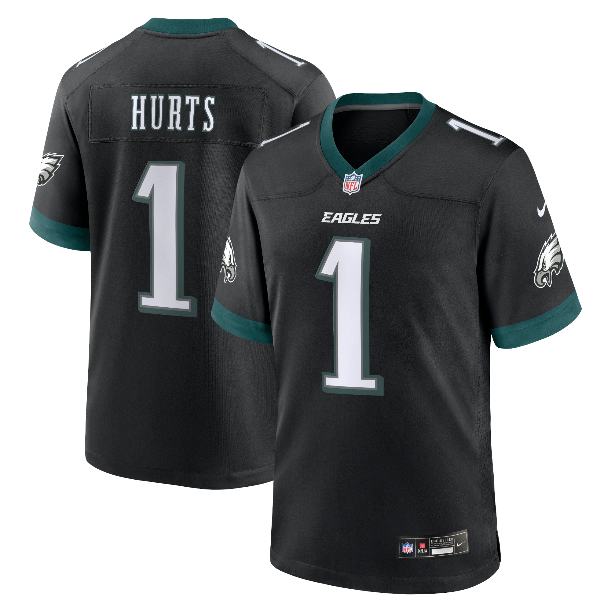 Men's Philadelphia Eagles Jalen Hurts Black Alternate Game Jersey JS2963 nicesnker