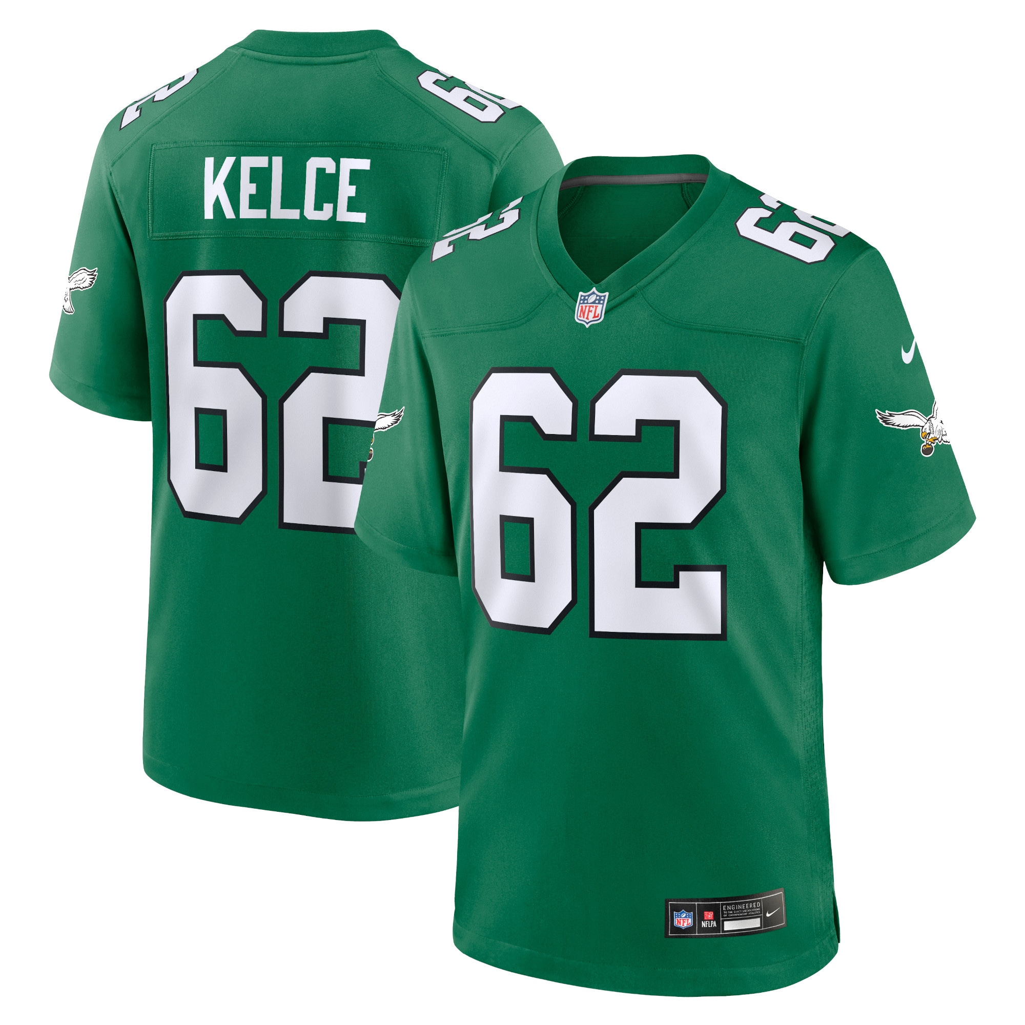Men's Philadelphia Eagles Jason Kelce Kelly Green Alternate Game Player Jersey JS7358 nicesnker
