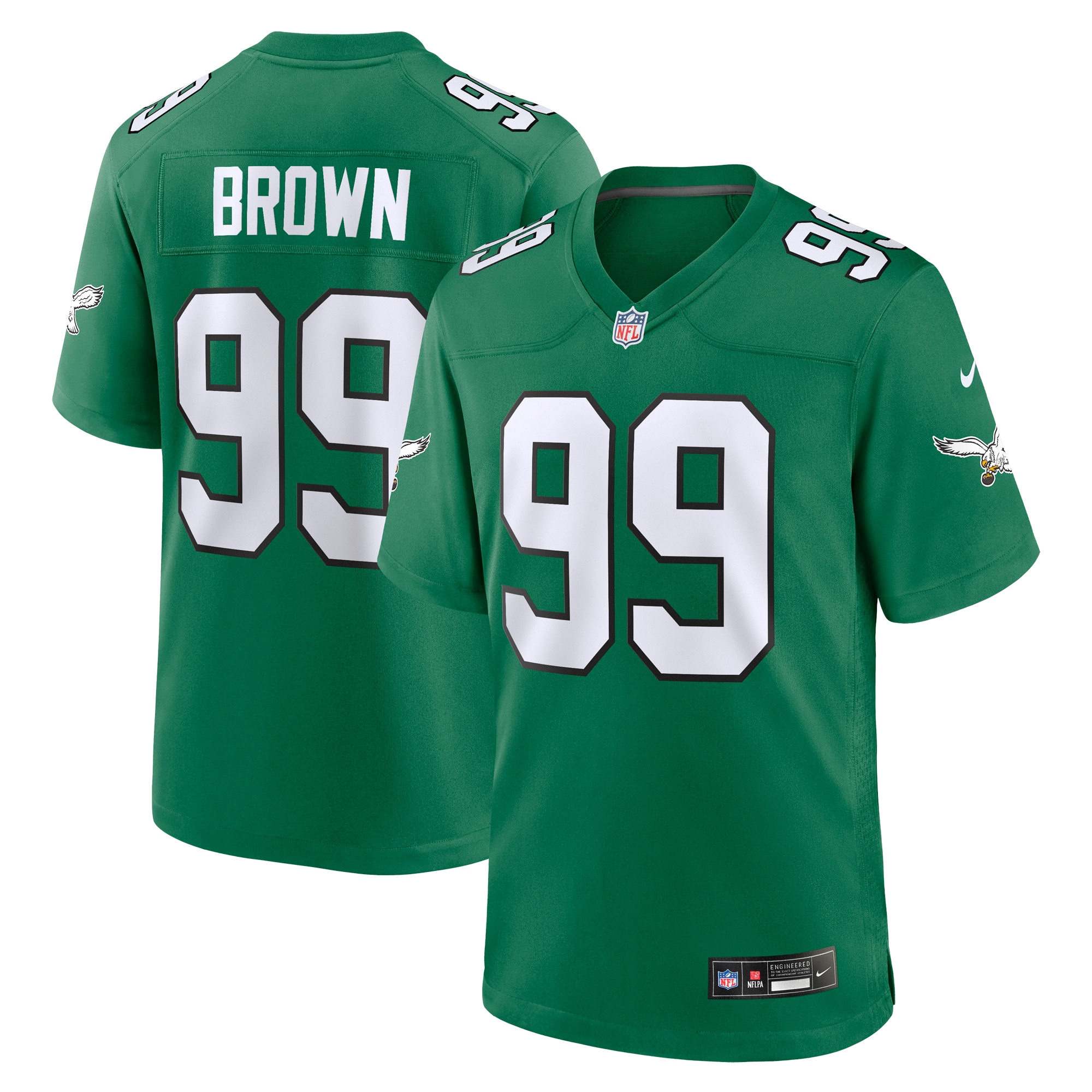 Men's Philadelphia Eagles Jerome Brown Kelly Green Alternate Game Jersey JS1883 nicesnker