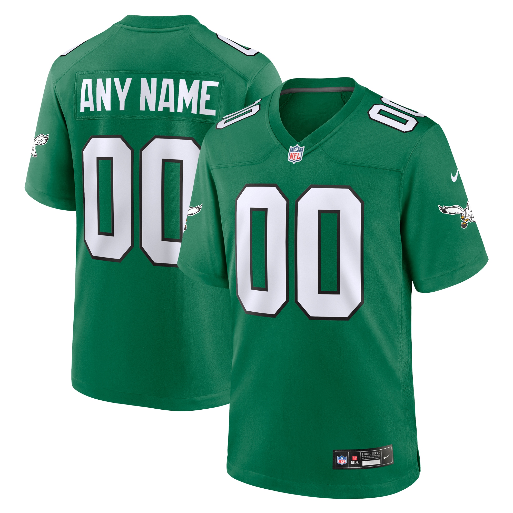 Men's Philadelphia Eagles Kelly Green Alternate Custom Game Jersey JS3442 nicesnker