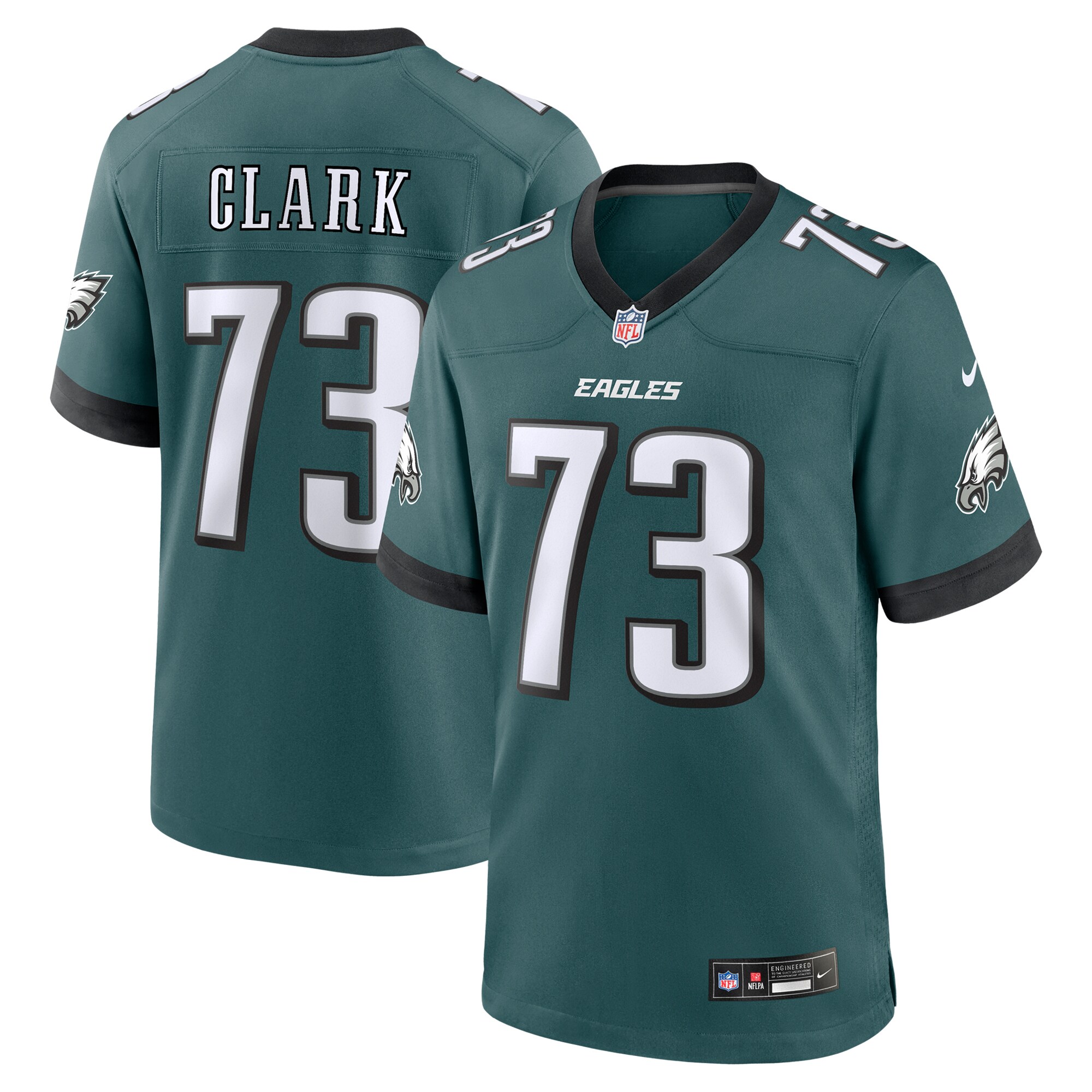 Men's Philadelphia Eagles Le'Raven Clark Midnight Green Team Game Jersey JS3069 nicesnker