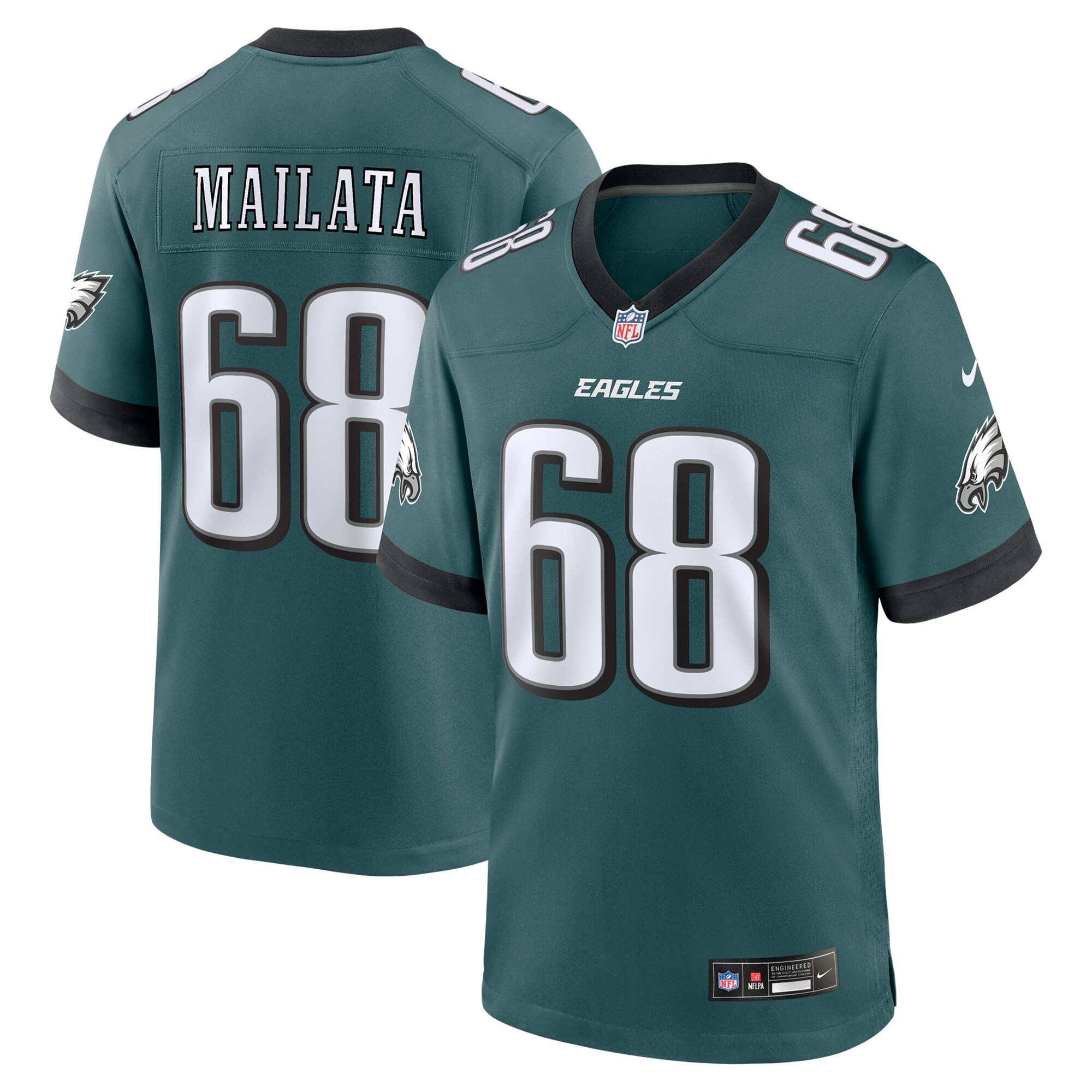 Men's Philadelphia Eagles Mailata Midnight Green Team Game Jersey JS3479 nicesnker