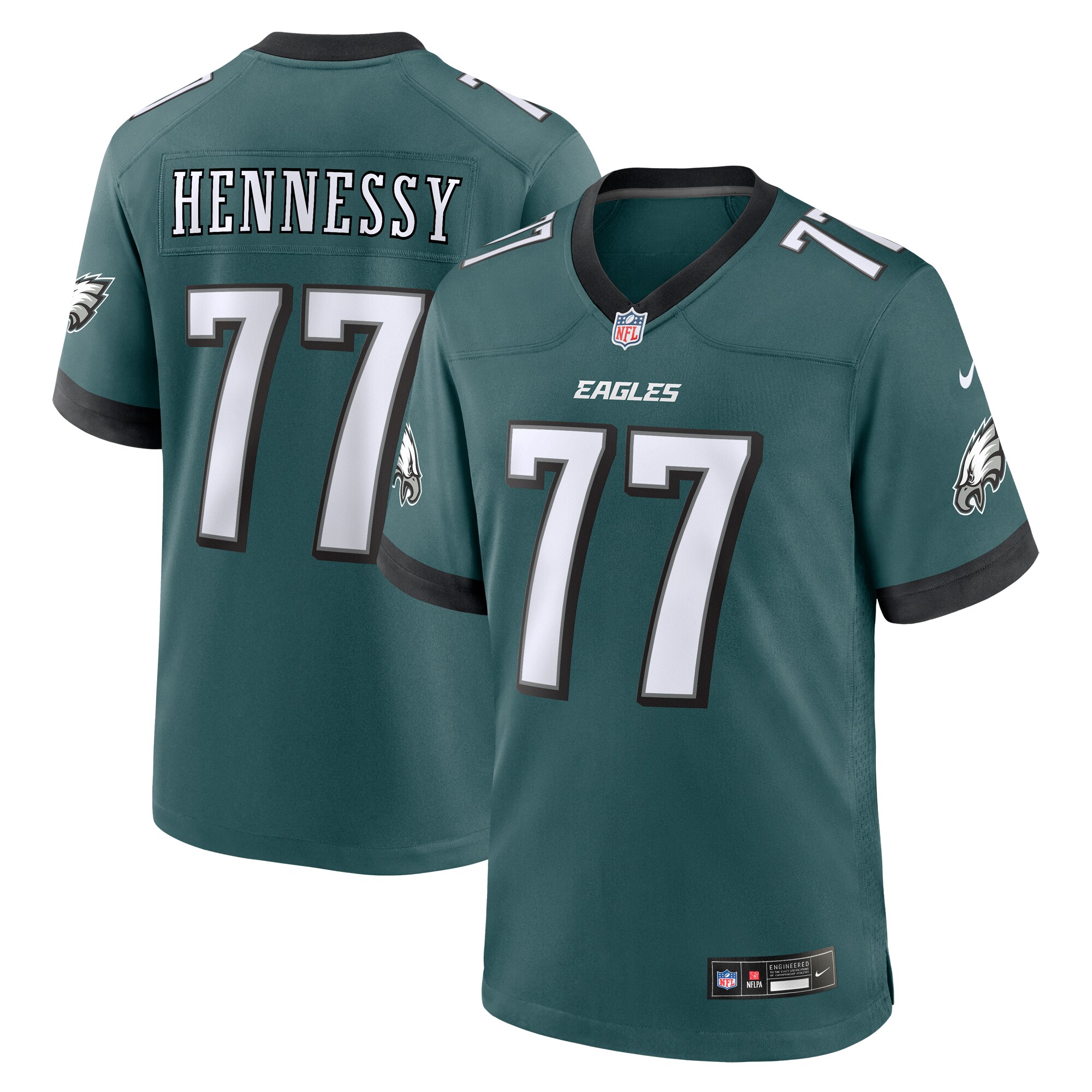 Men's Philadelphia Eagles Matt Hennessy Midnight Green Game Jersey JS4049 nicesnker