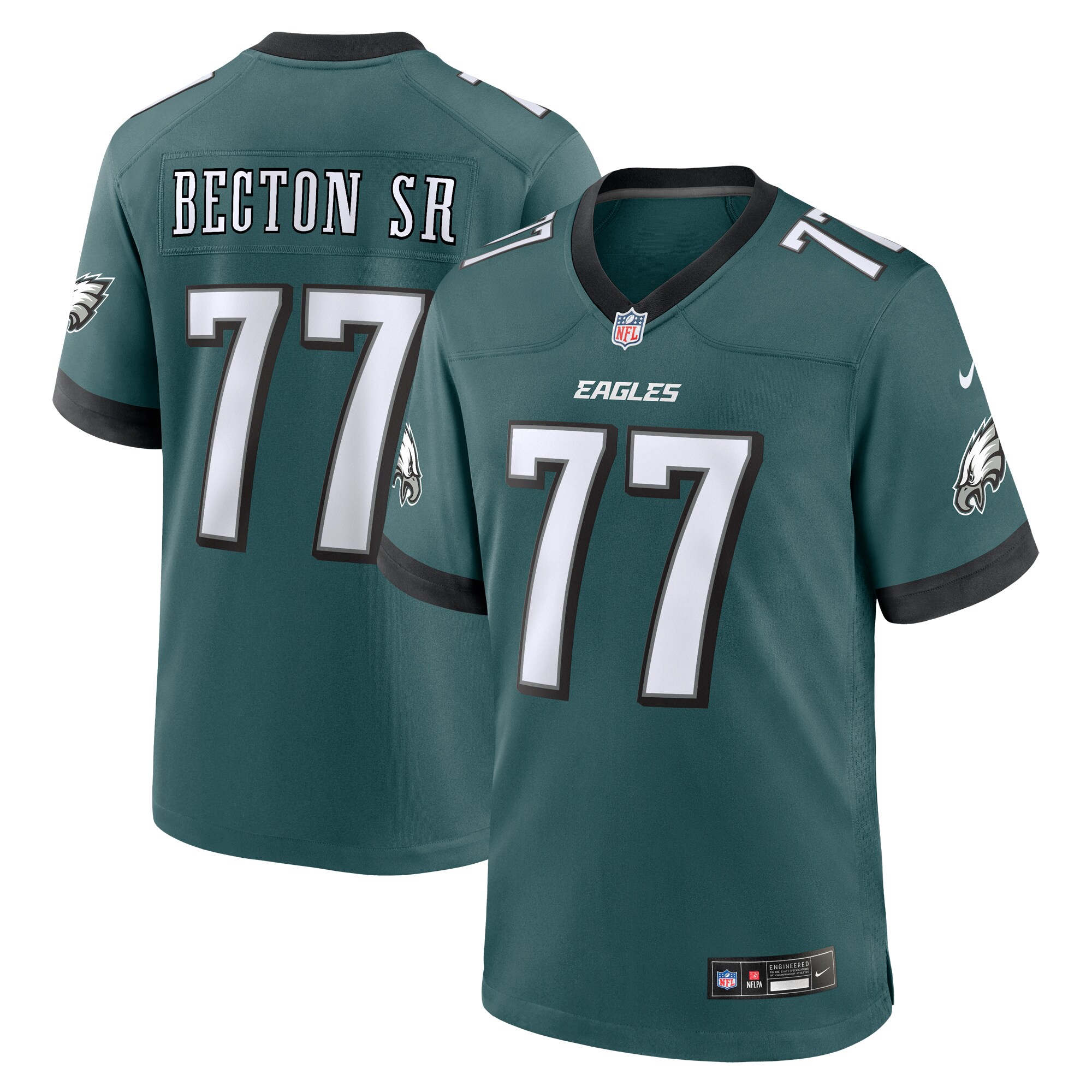 Men's Philadelphia Eagles Mekhi Becton Sr. Midnight Green Game Jersey JS3277 nicesnker