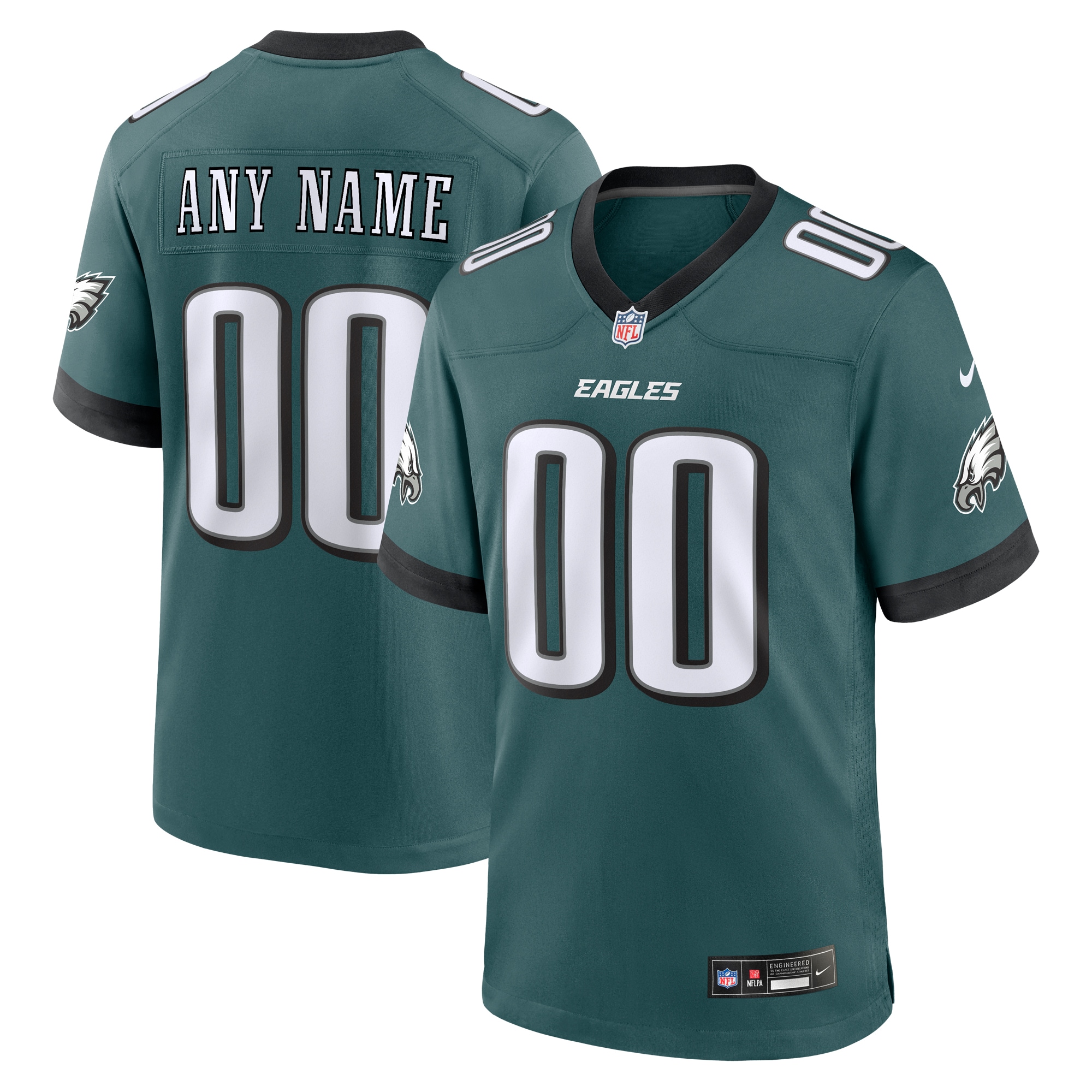 Men's Philadelphia Eagles Midnight Green Custom Game Jersey JS6601 nicesnker