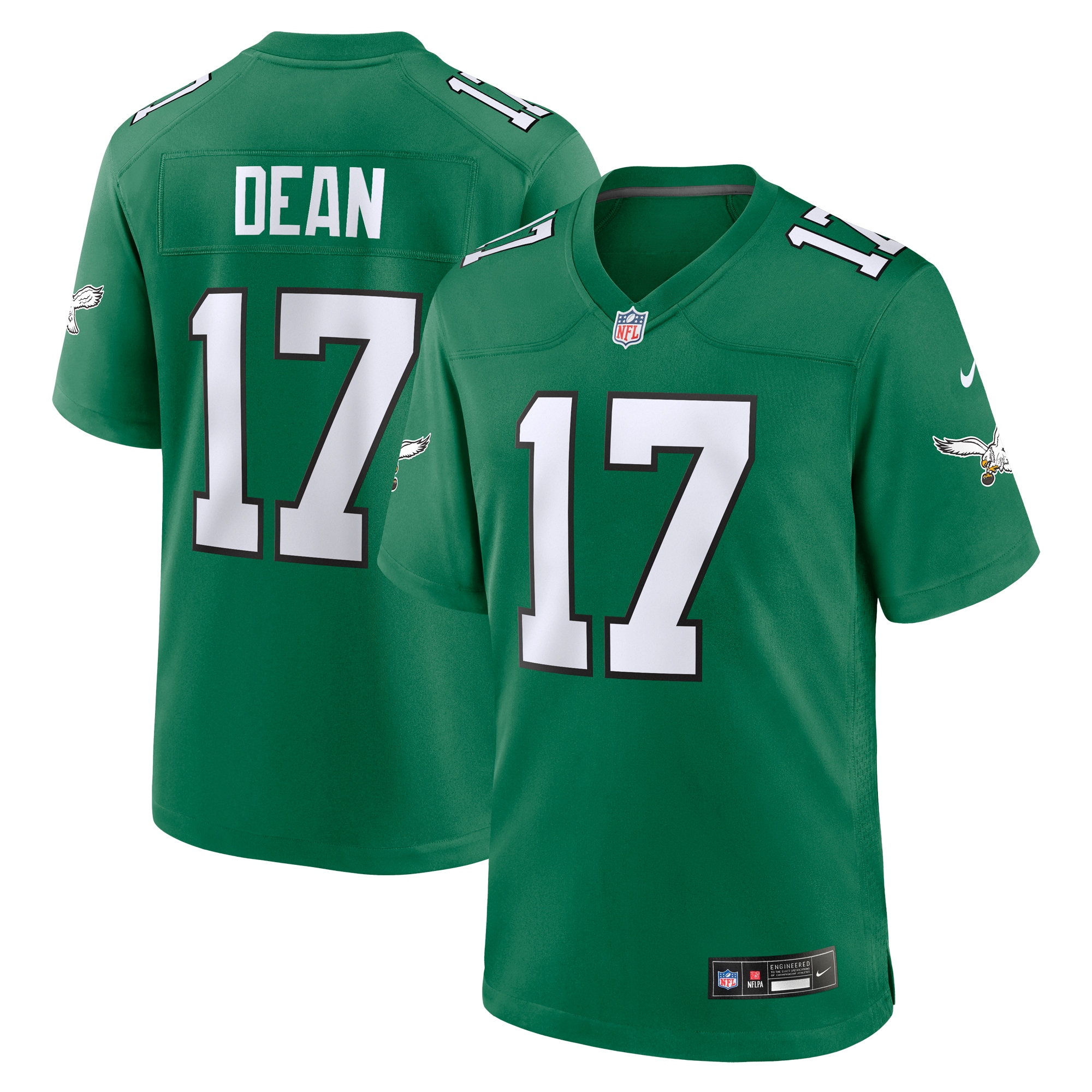 Men's Philadelphia Eagles Nakobe Dean Kelly Green Alternate Game Jersey JS1496 nicesnker