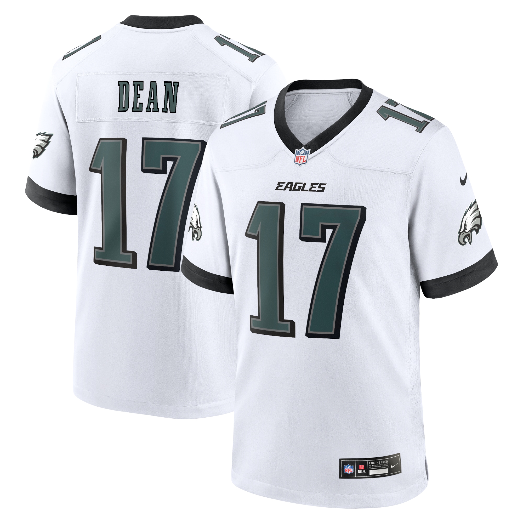 Men's Philadelphia Eagles Nakobe Dean White White Game Jersey JS9124 nicesnker