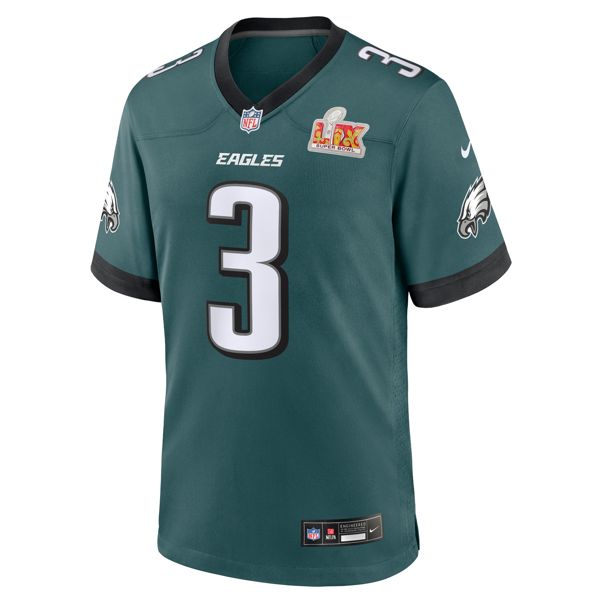 Alternative view of Men's Philadelphia Eagles Nolan Smith Midnight Green Super Bowl LIX Game Player Jersey JS8008 nicesnker