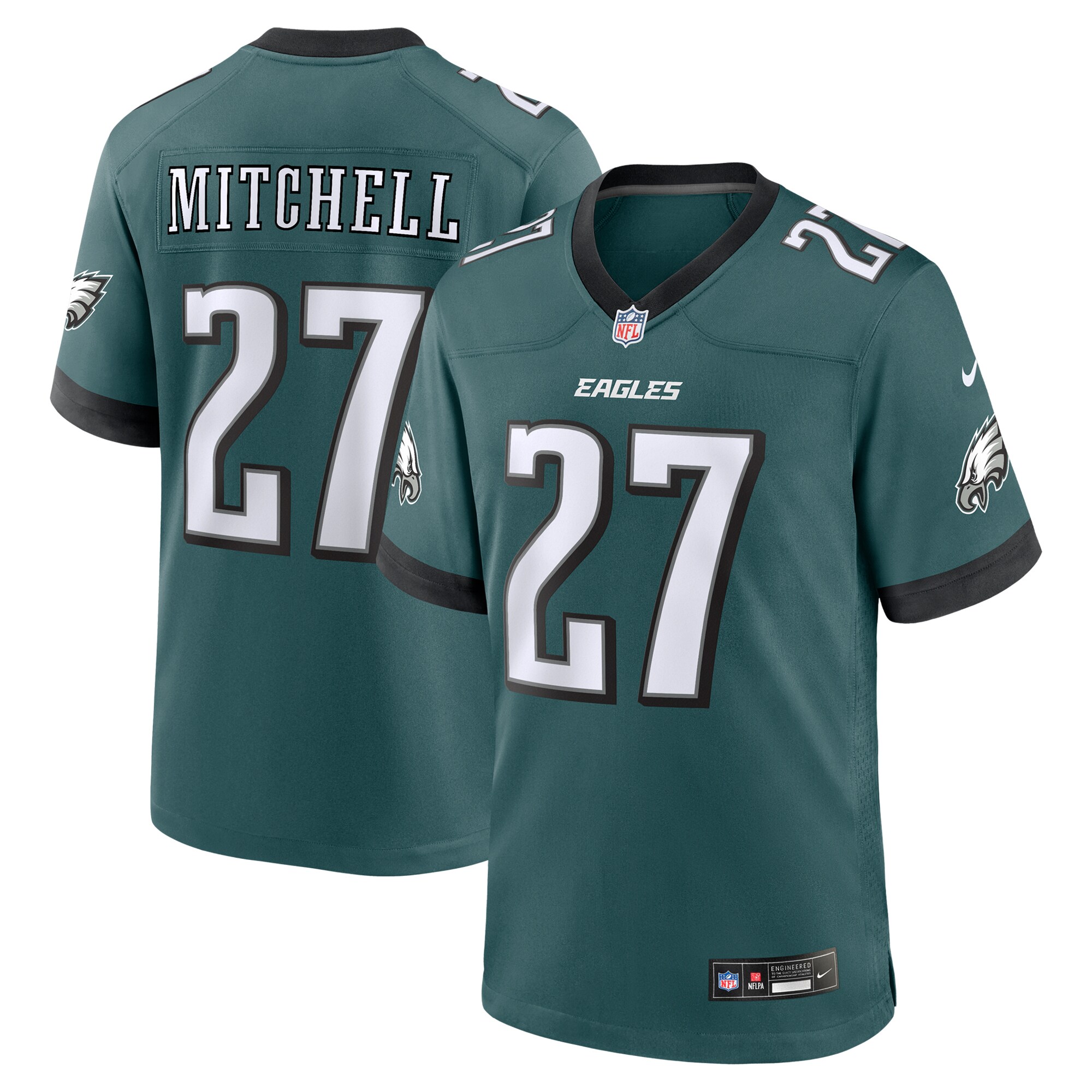 Men's Philadelphia Eagles Quinyon Mitchell Midnight Green Team Game Jersey JS5242 nicesnker