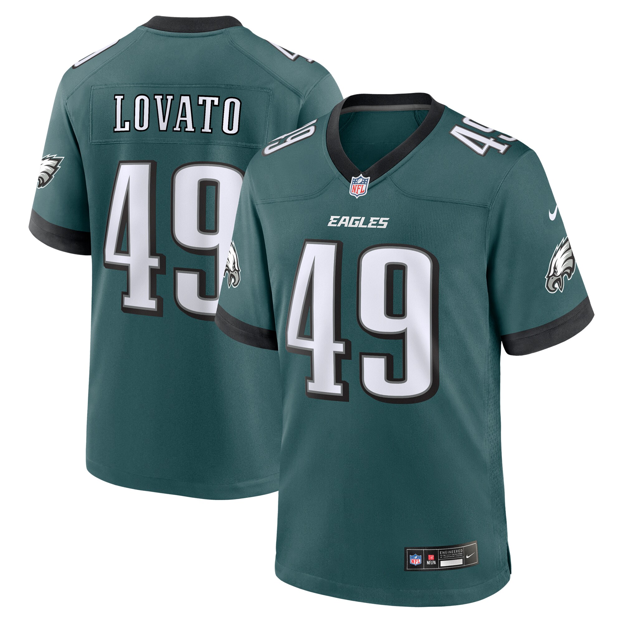 Men's Philadelphia Eagles Rick Lovato Midnight Green Team Game Jersey JS5458 nicesnker